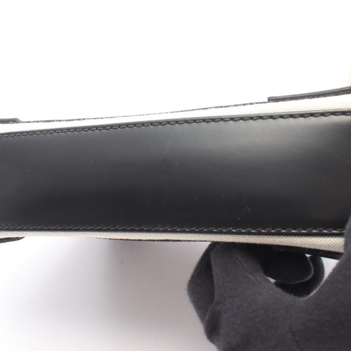 Balenciaga Black Ivory Canvas Leather Handbag Pouch (Pre-Owned)