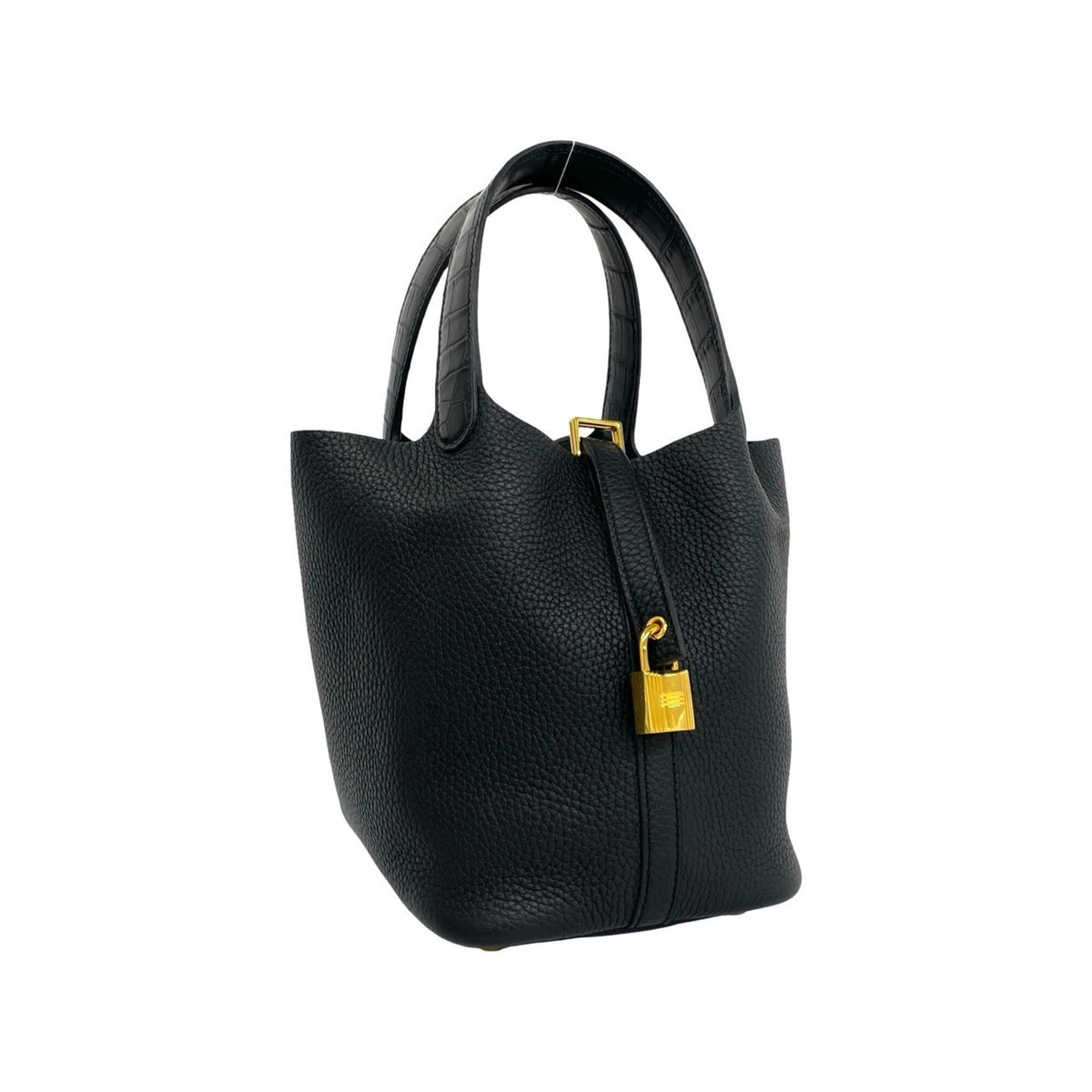 Hermes Black Taurillon Clemence Leather Handbag Tote Bag (Pre-Owned)