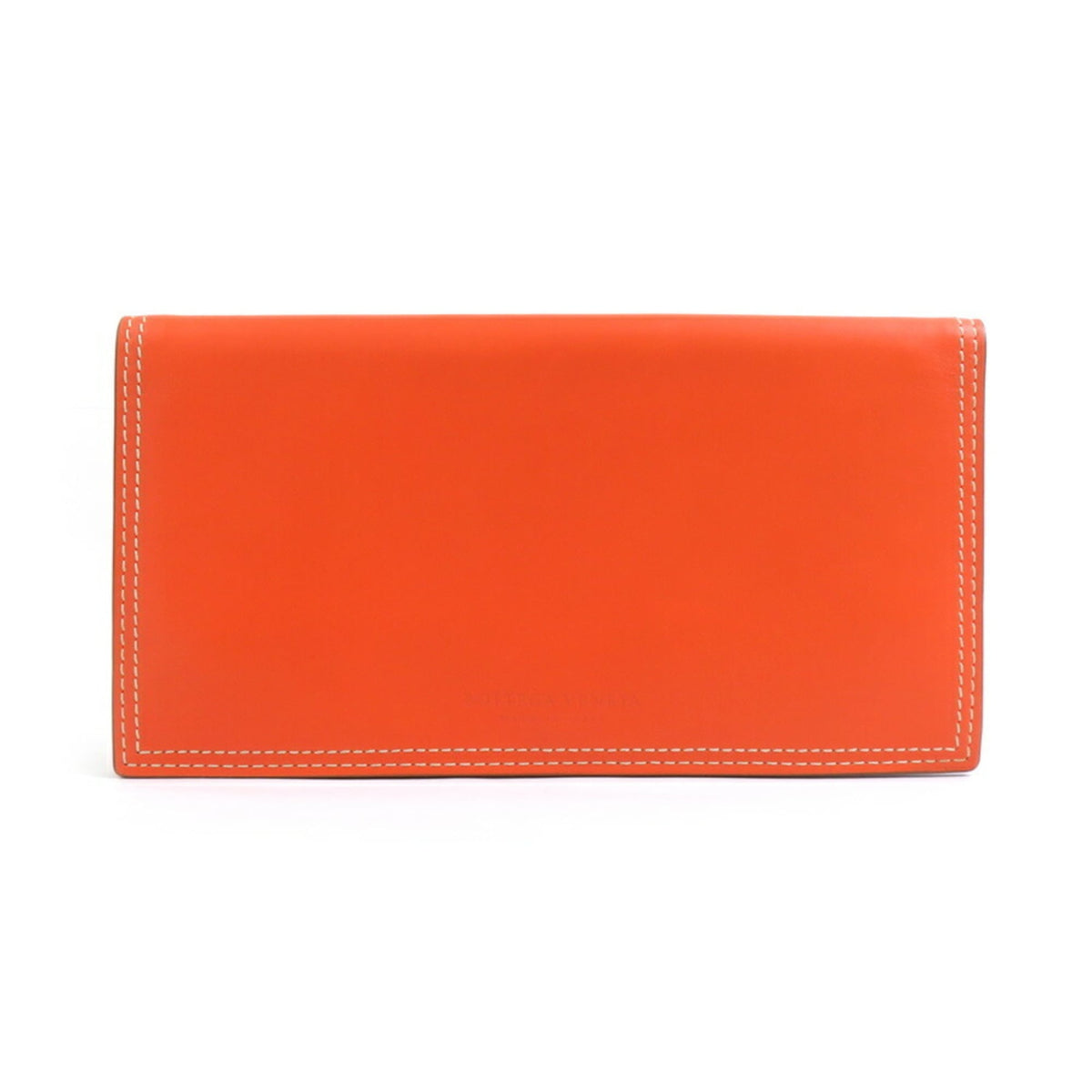 Bottega Veneta Orange Leather Long Wallet (Bi-Fold) (Pre-Owned)
