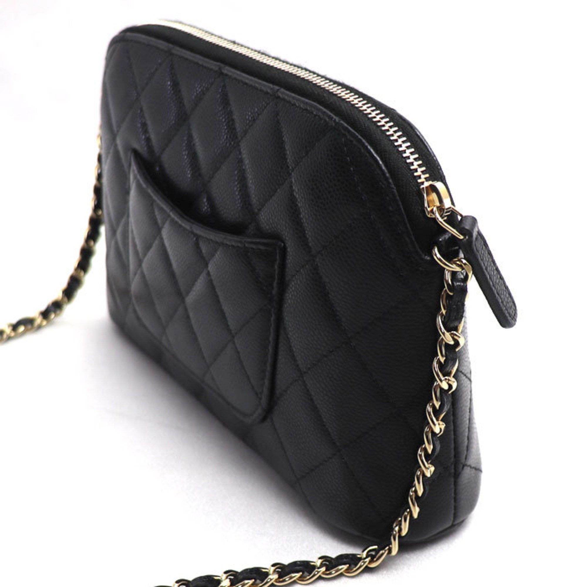 Chanel Black Grained Calfskin Shoulder Bag (Pre-Owned)