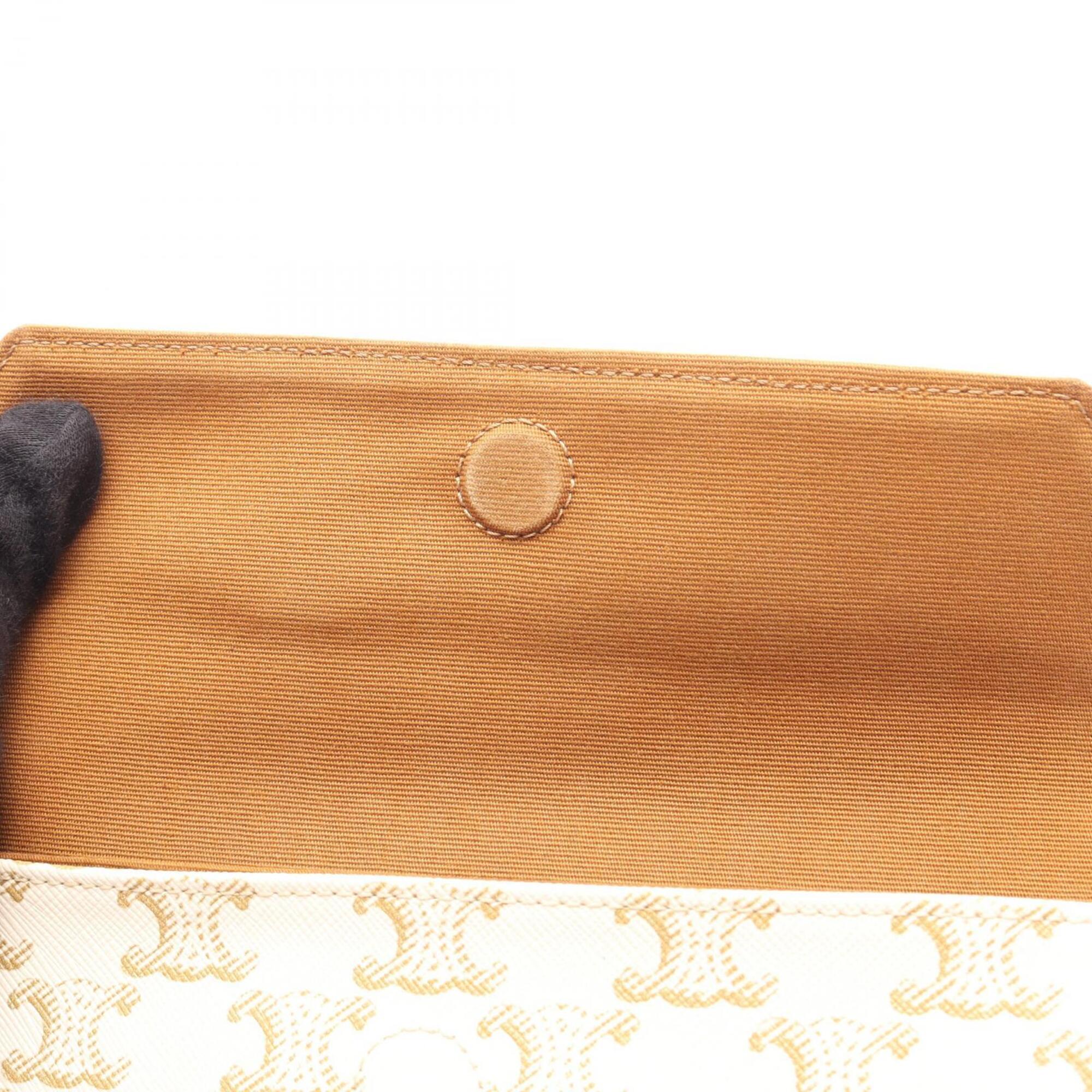Celine Brown Ivory Coated Canvas Leather Handbag Shoulder Bag (Pre-Owned)