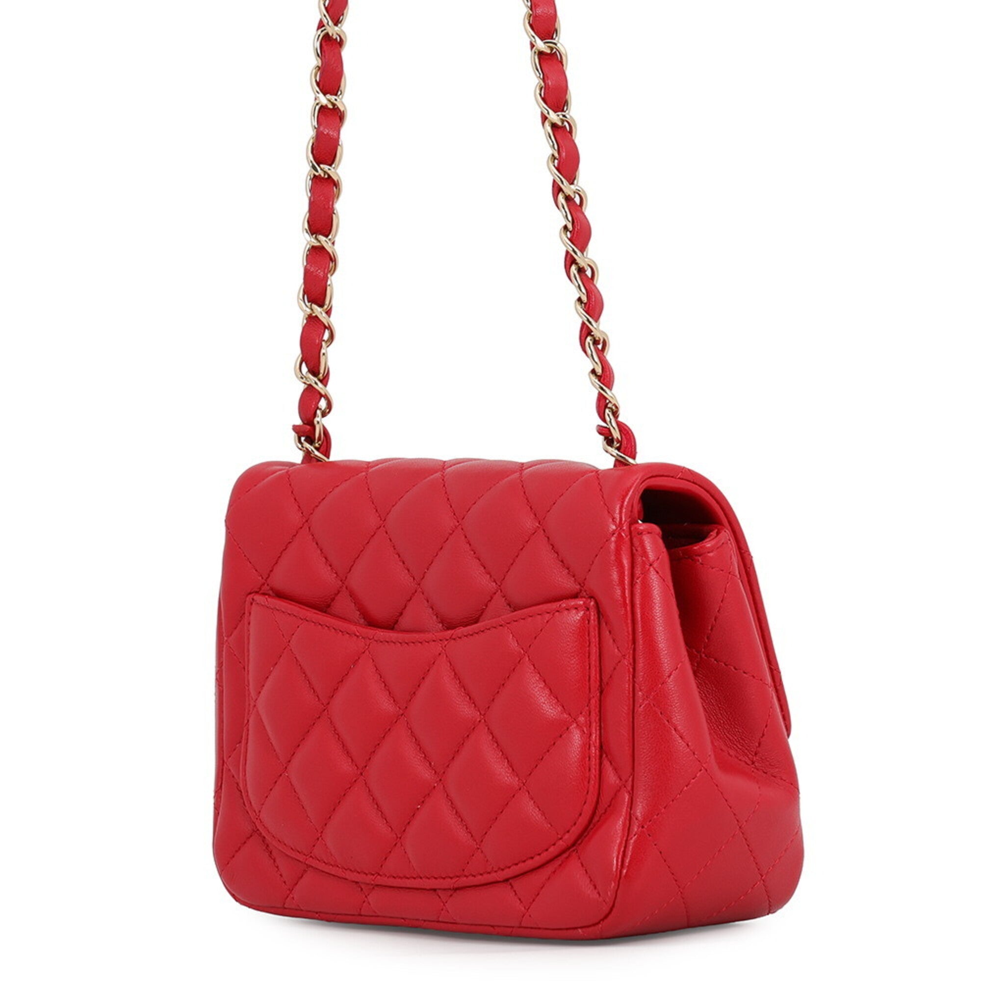Chanel Matelasse Red Color Leather Handbag Shoulder Bag (Pre-Owned)