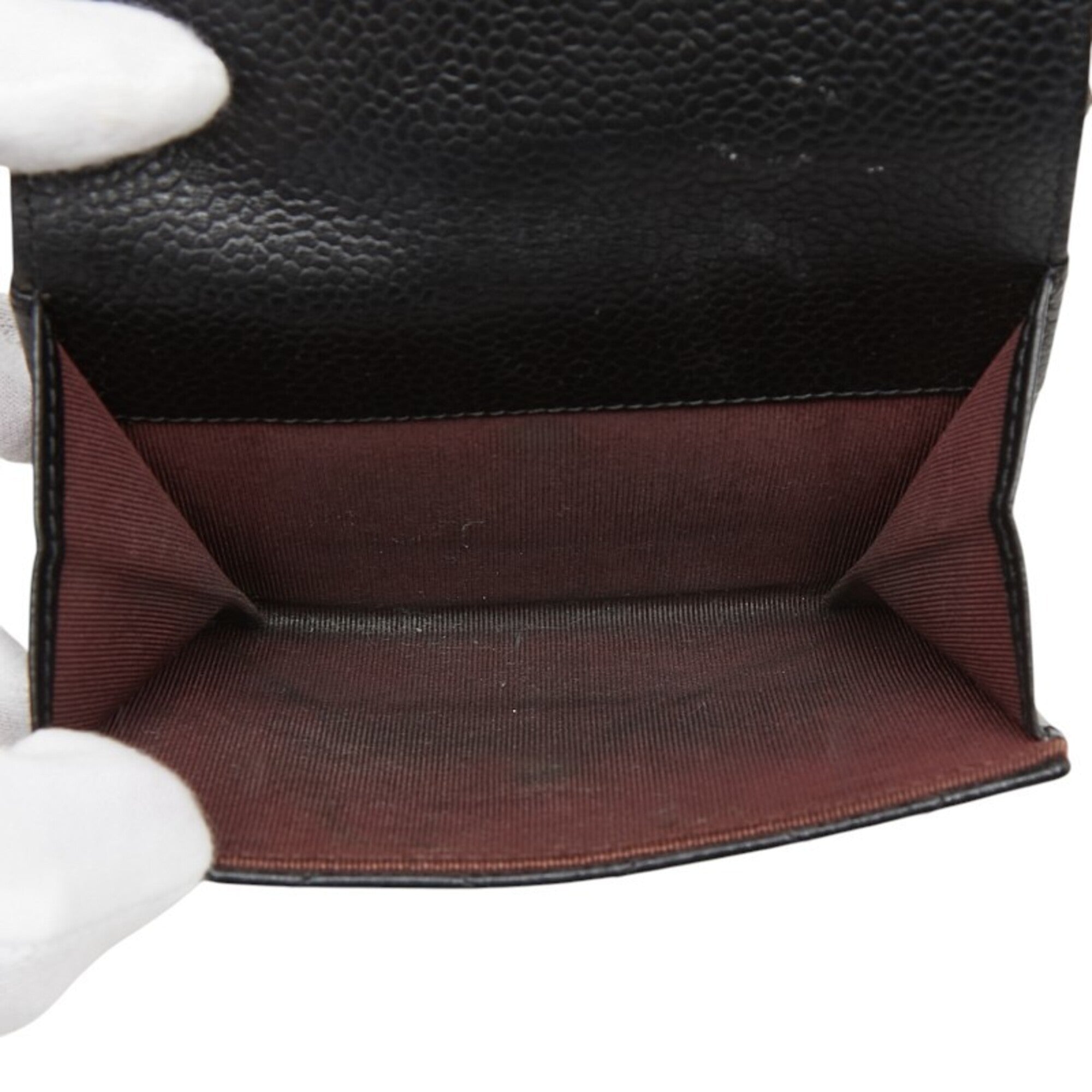 Chanel Black Grained Calfskin Wallet (Bi-Fold) (Pre-Owned)