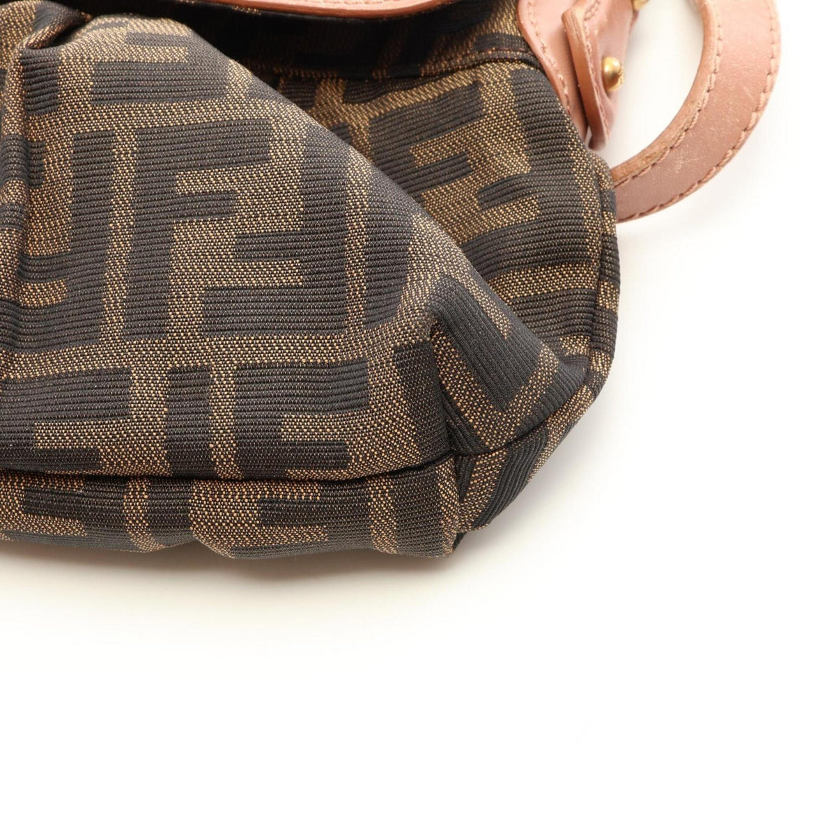 Fendi Black Brown Pink Canvas Leather Handbag Shoulder Bag (Pre-Owned)