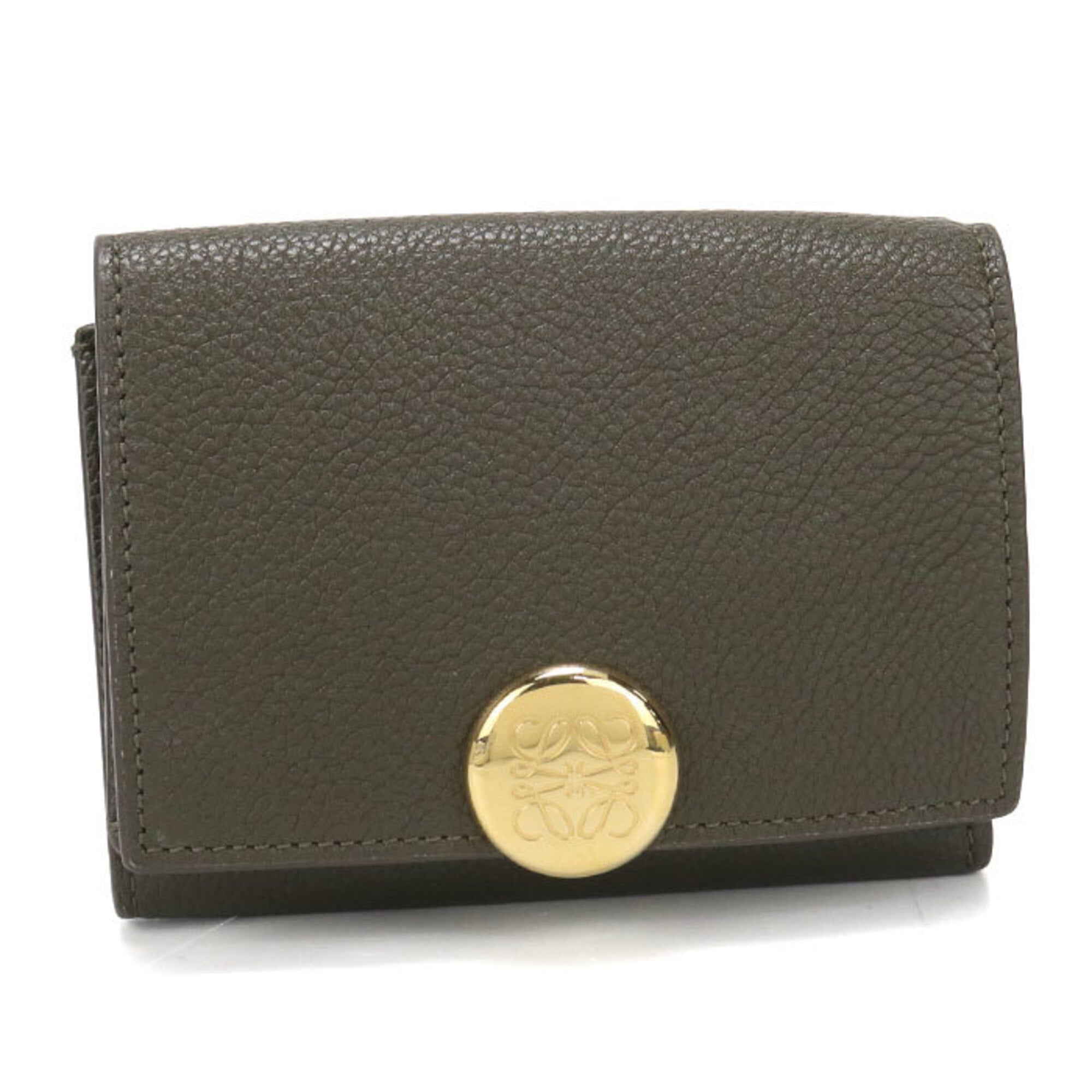 Loewe Khaki Leather Wallet (Tri-Fold) (Pre-Owned)
