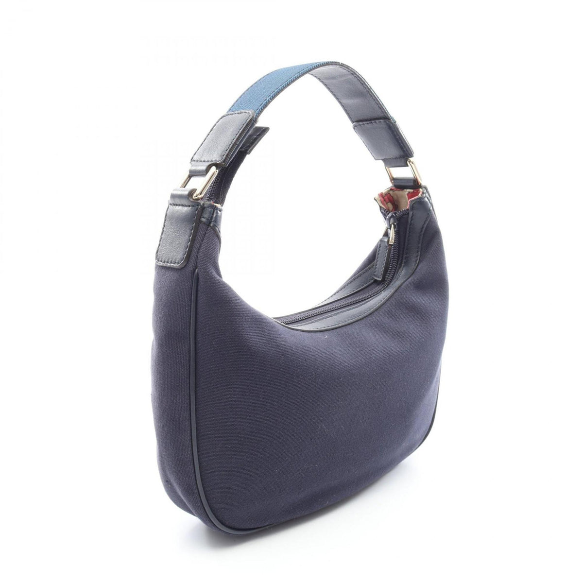 Gucci Navy Canvas Leather Handbag (Pre-Owned)