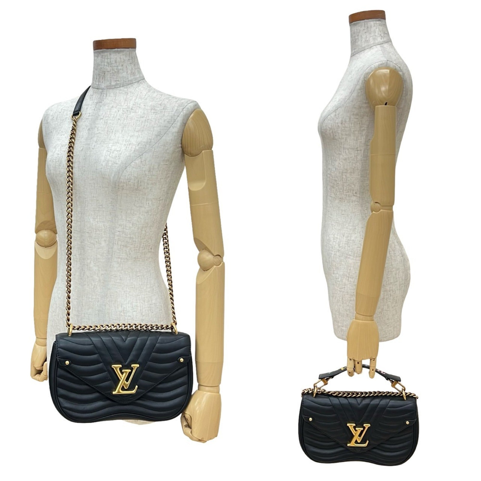 Louis Vuitton Black Leather Handbag Shoulder Bag (Pre-Owned)