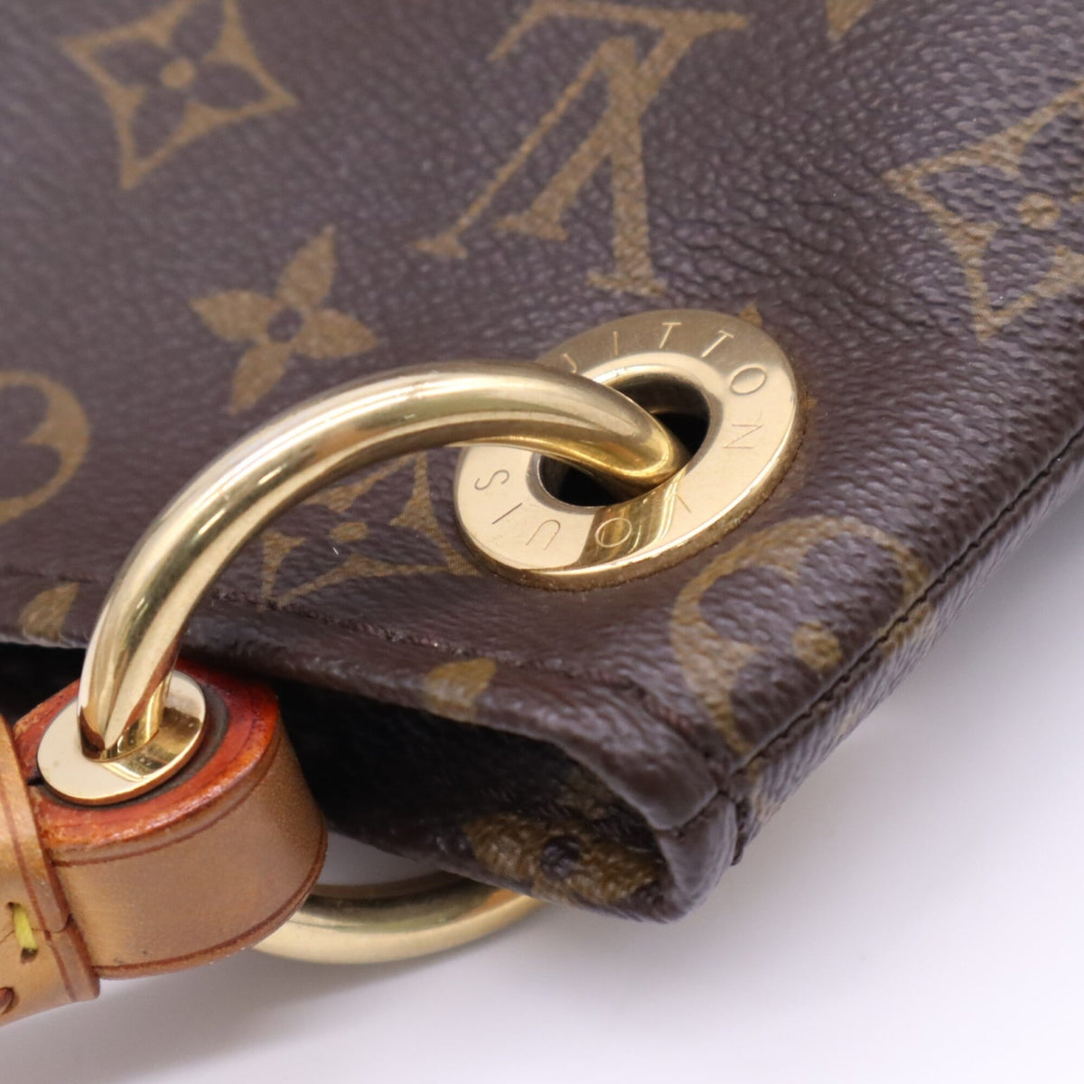 Louis Vuitton Beige Brown Coated Canvas Leather Handbag (Pre-Owned)