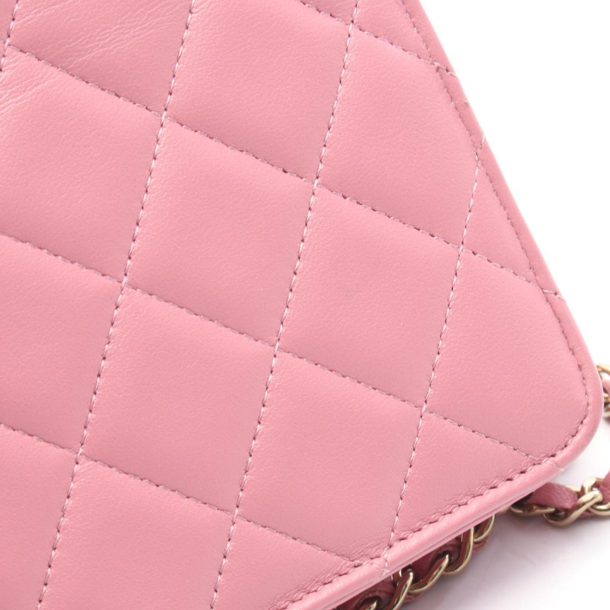 Chanel Matelasse Pink Leather Handbag Shoulder Bag (Pre-Owned)