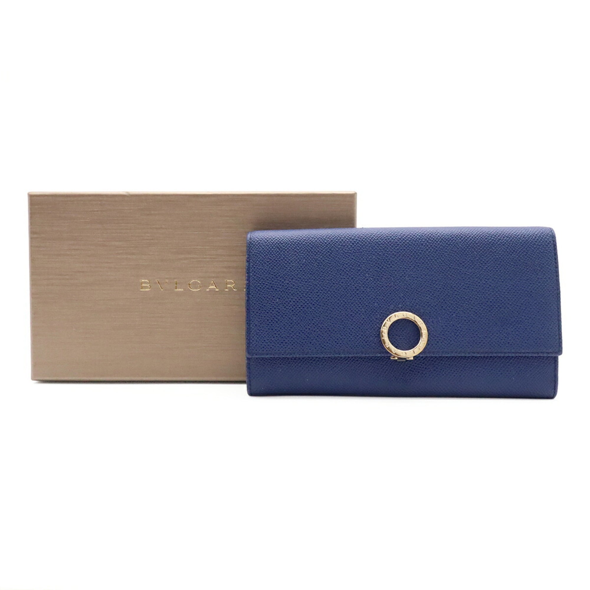 Bvlgari Blue Leather Long Wallet (Bi-Fold) (Pre-Owned)