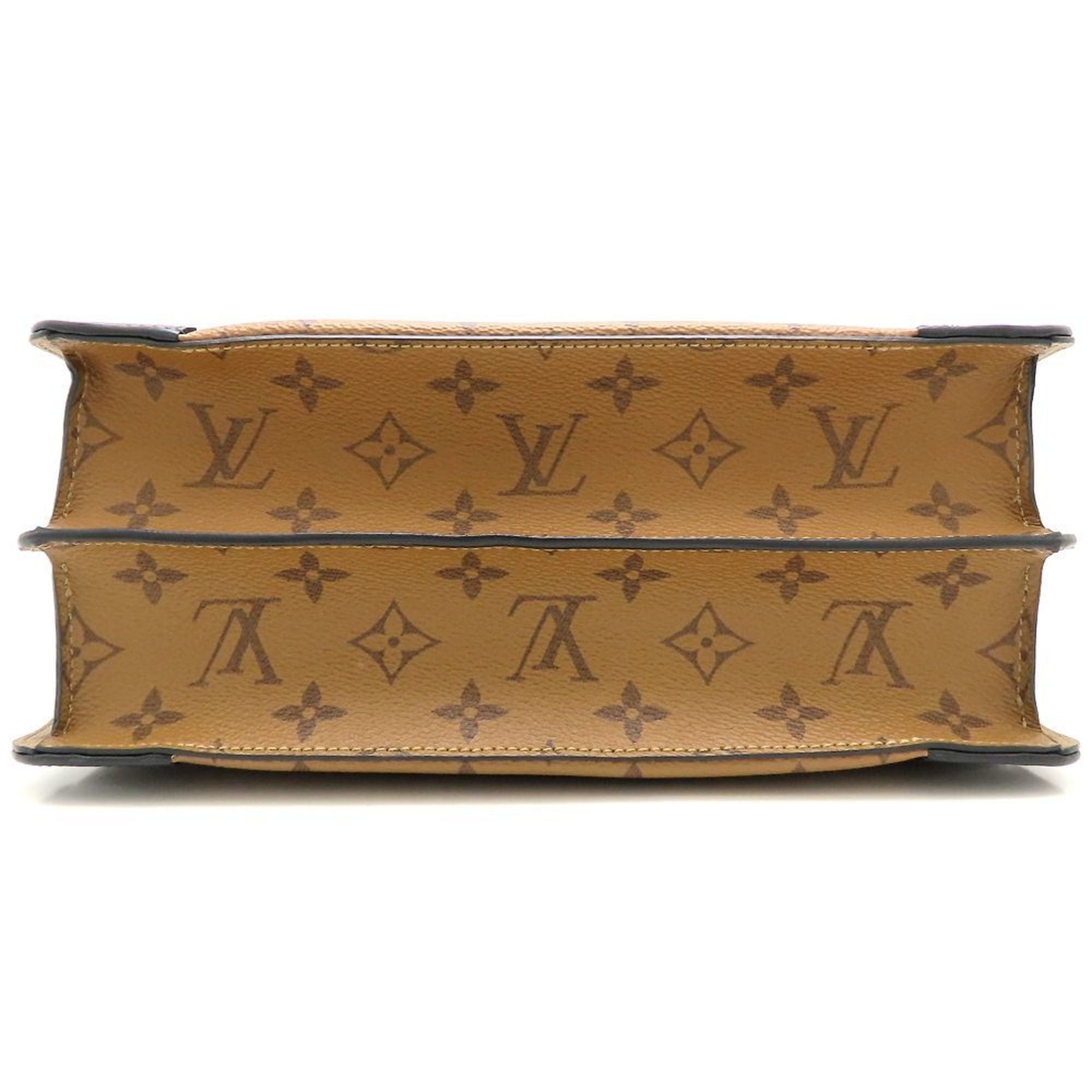 Louis Vuitton Black Brown Canvas Leather Handbag (Pre-Owned)