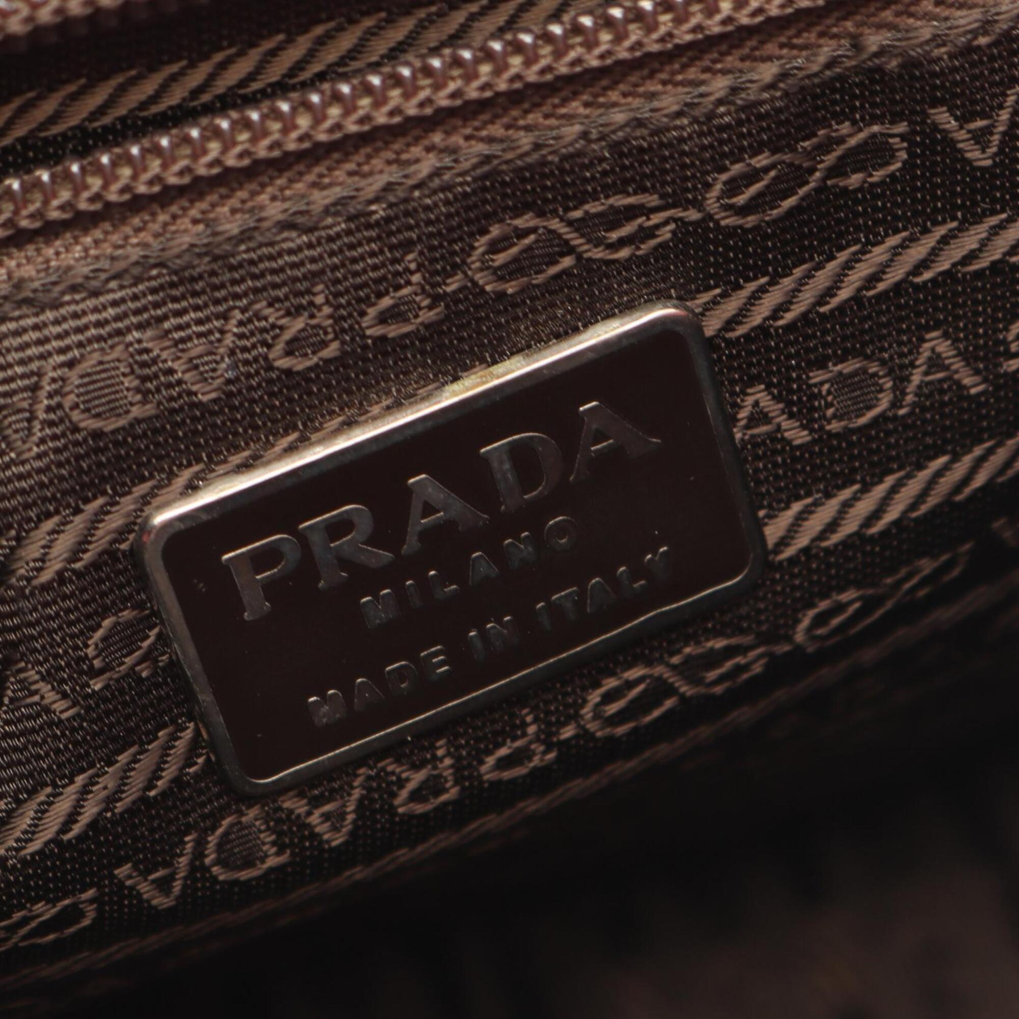 Prada Bordeaux Leather Handbag Shoulder Bag (Pre-Owned)