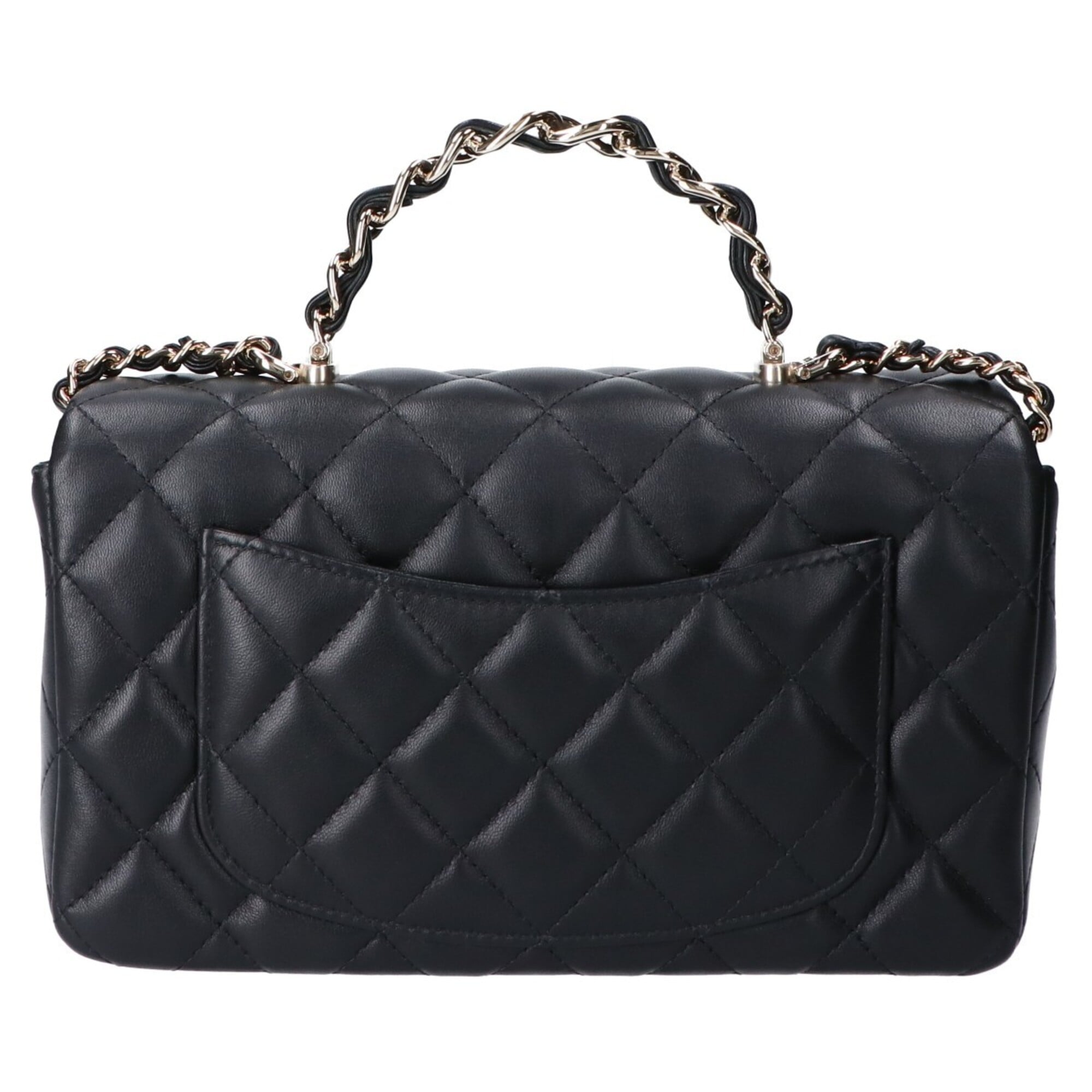 Chanel Black Leather Handbag Shoulder Bag (Pre-Owned)
