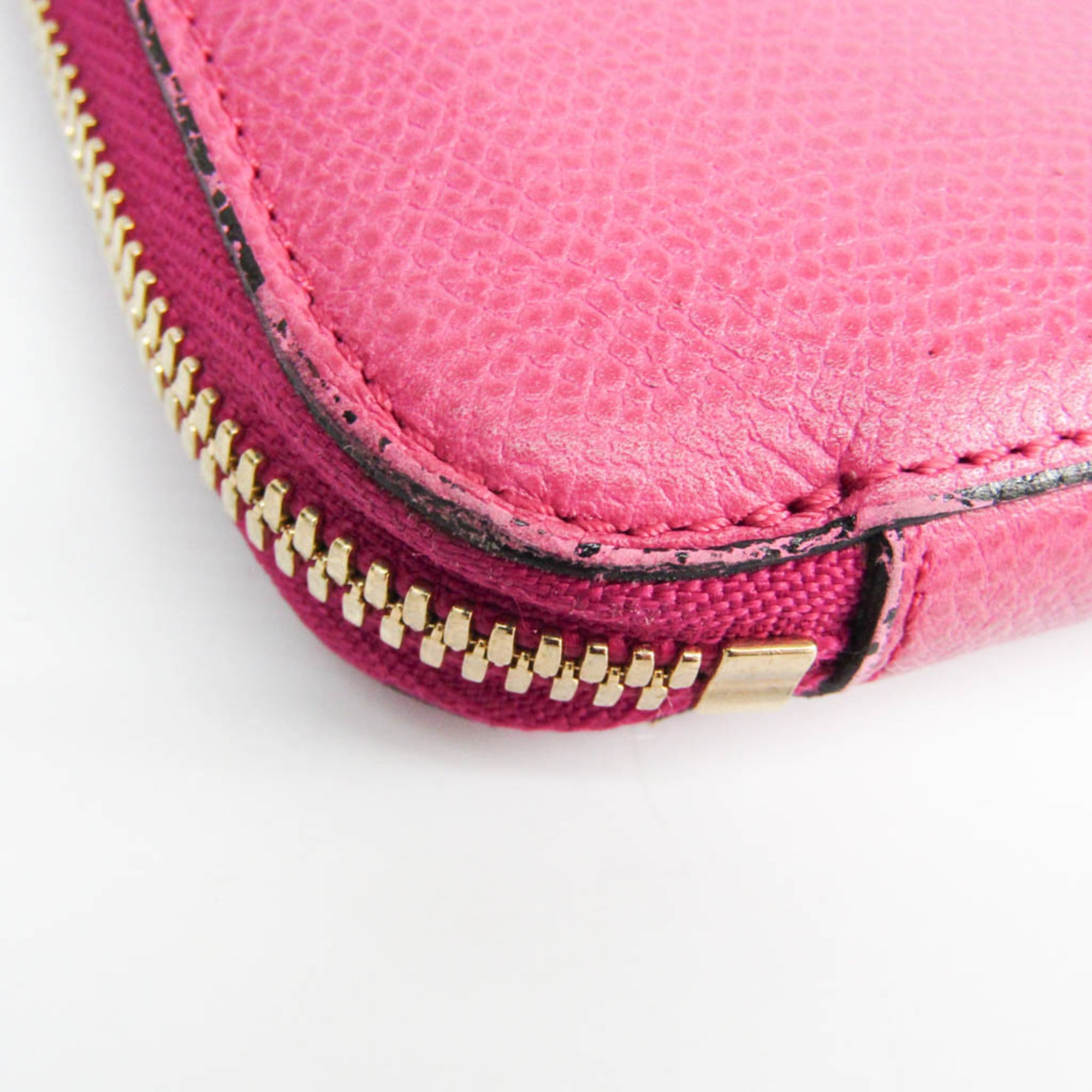 Valextra Pink Leather Long Wallet (Bi-Fold) (Pre-Owned)