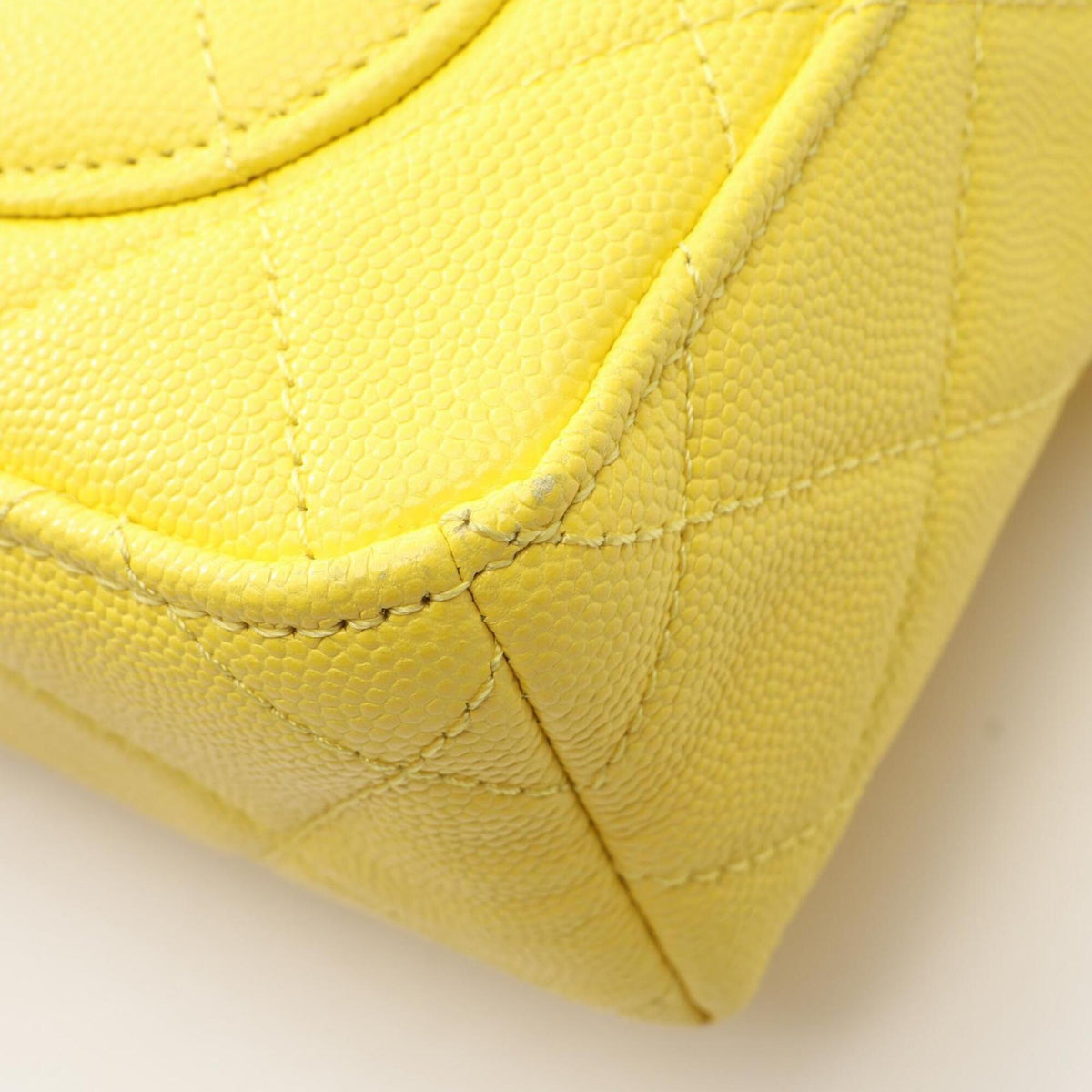 Chanel Yellow Grained Calfskin Handbag Shoulder Bag Vanity Bag (Pre-Owned)
