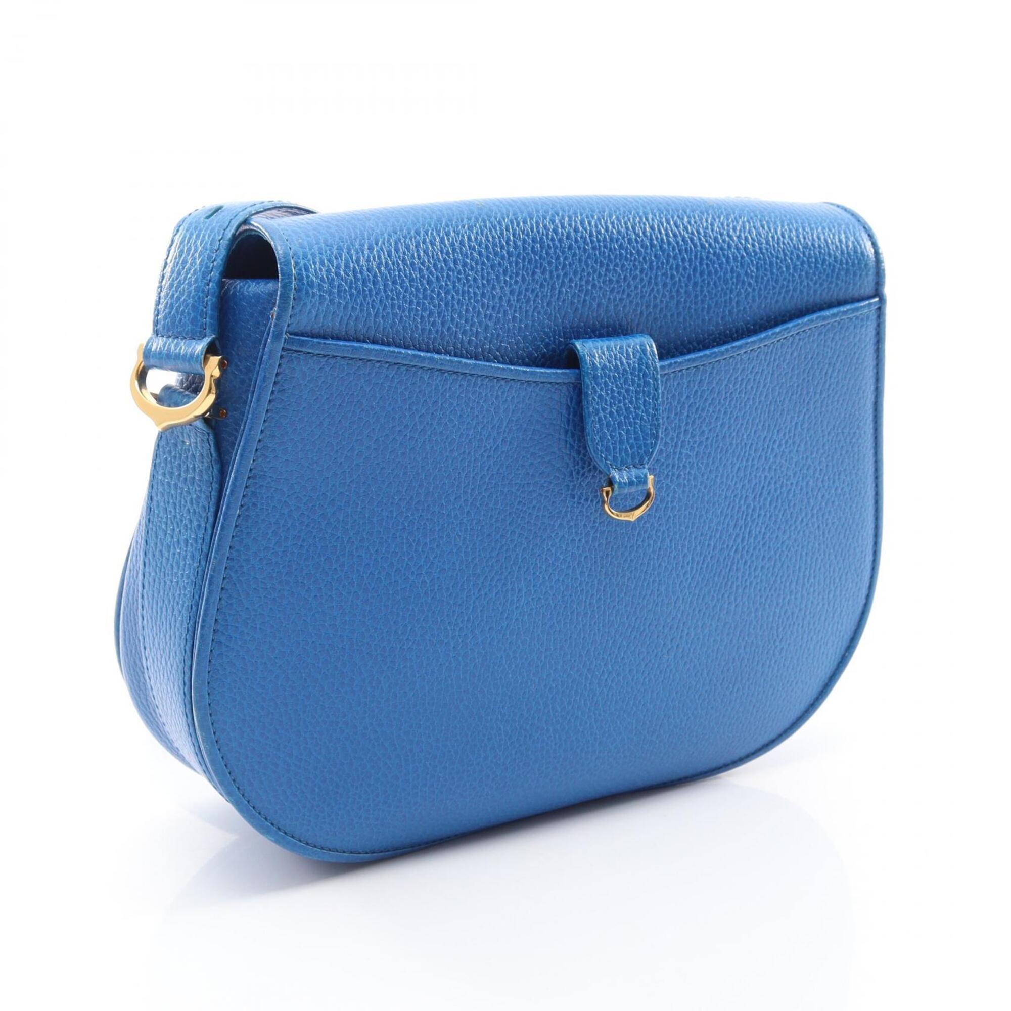 Cartier Blue Leather Handbag Shoulder Bag (Pre-Owned)