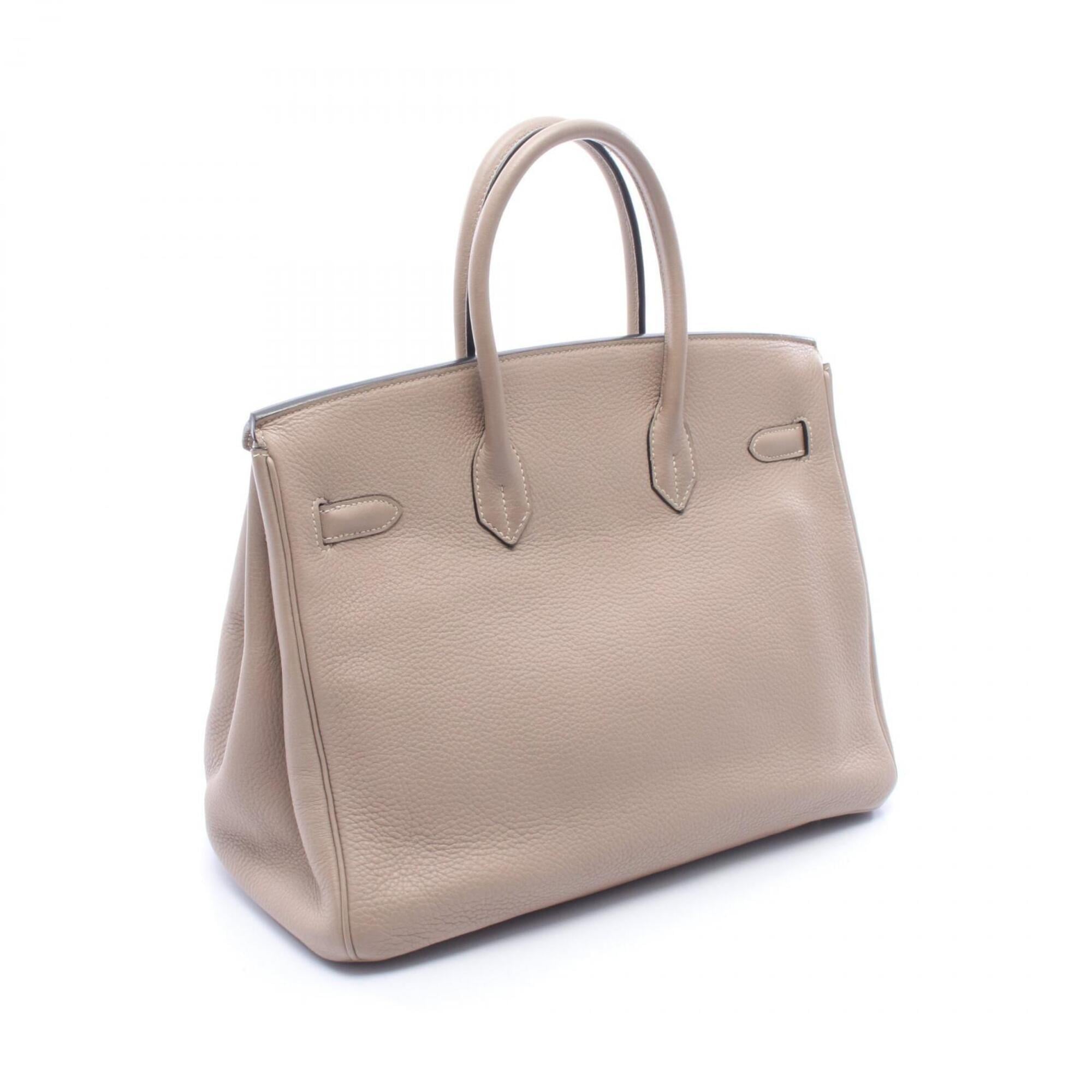 Hermes Beige Gris Tourterelle Taurillon Clemence Leather Leather Handbag (Pre-Owned)