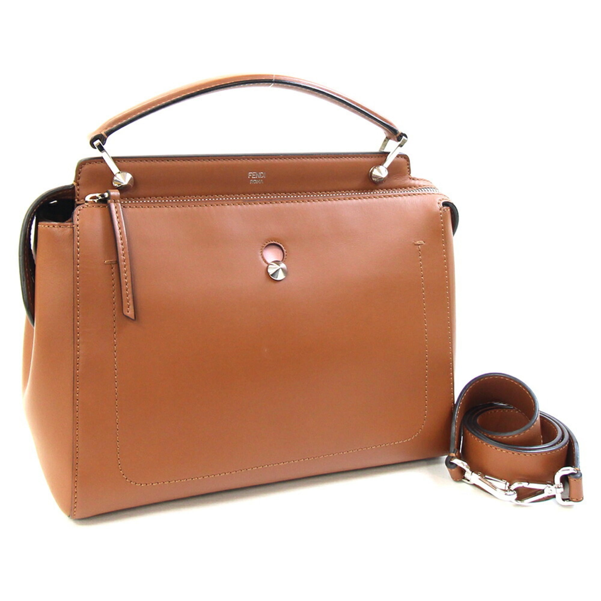 Fendi Brown Leather Handbag Pouch Shoulder Bag (Pre-Owned)