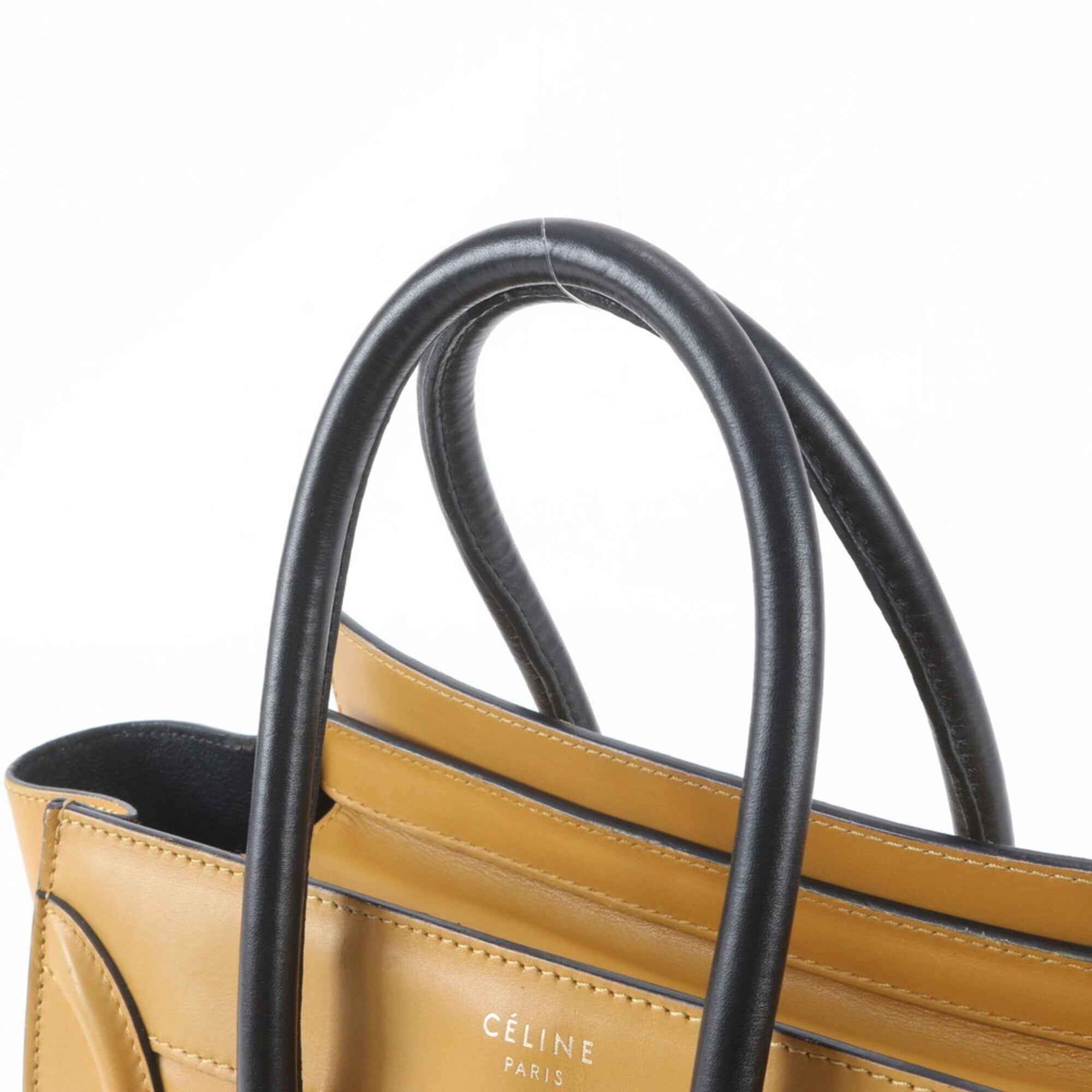 Celine Black Yellow Leather Handbag Tote Bag (Pre-Owned)