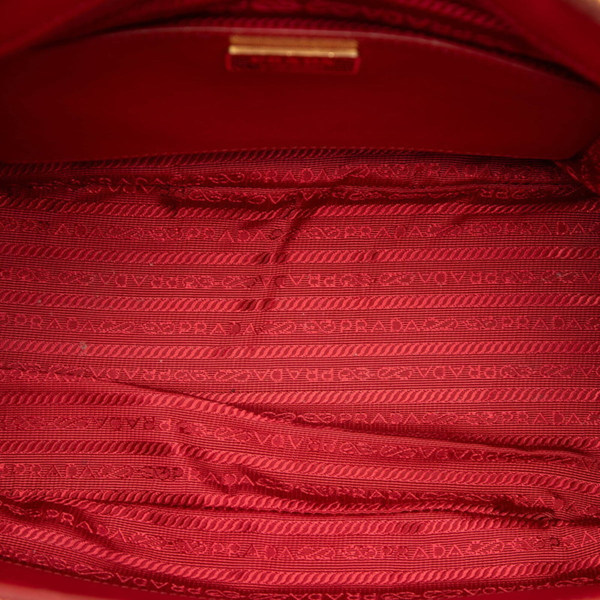 Prada Red Color Leather Handbag Shoulder Bag (Pre-Owned)
