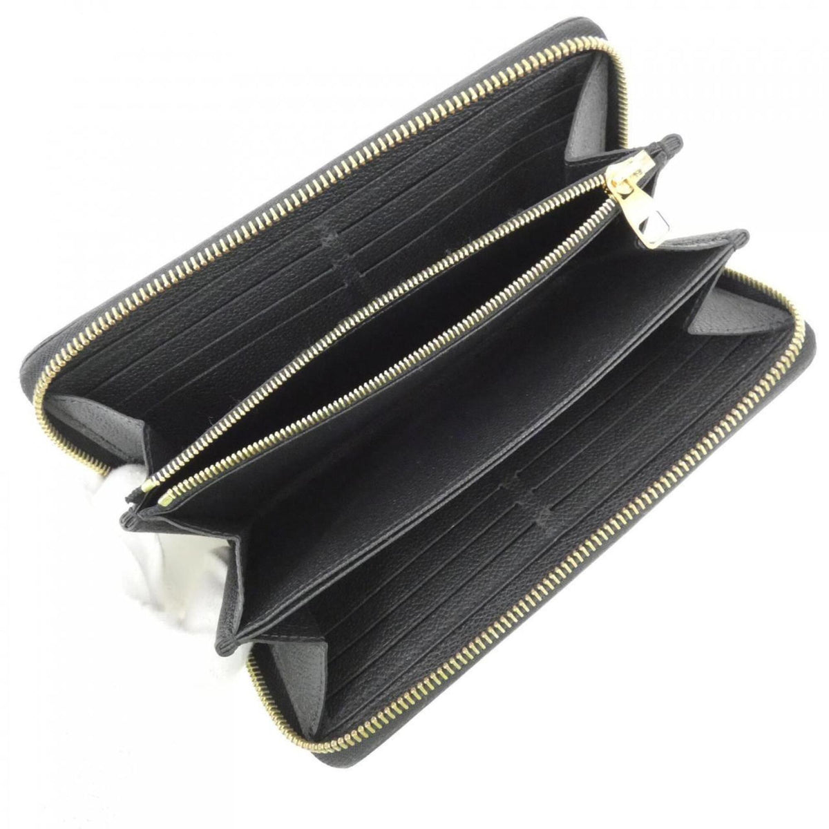 Louis Vuitton Beige Black Leather Long Wallet (Bi-Fold) (Pre-Owned)