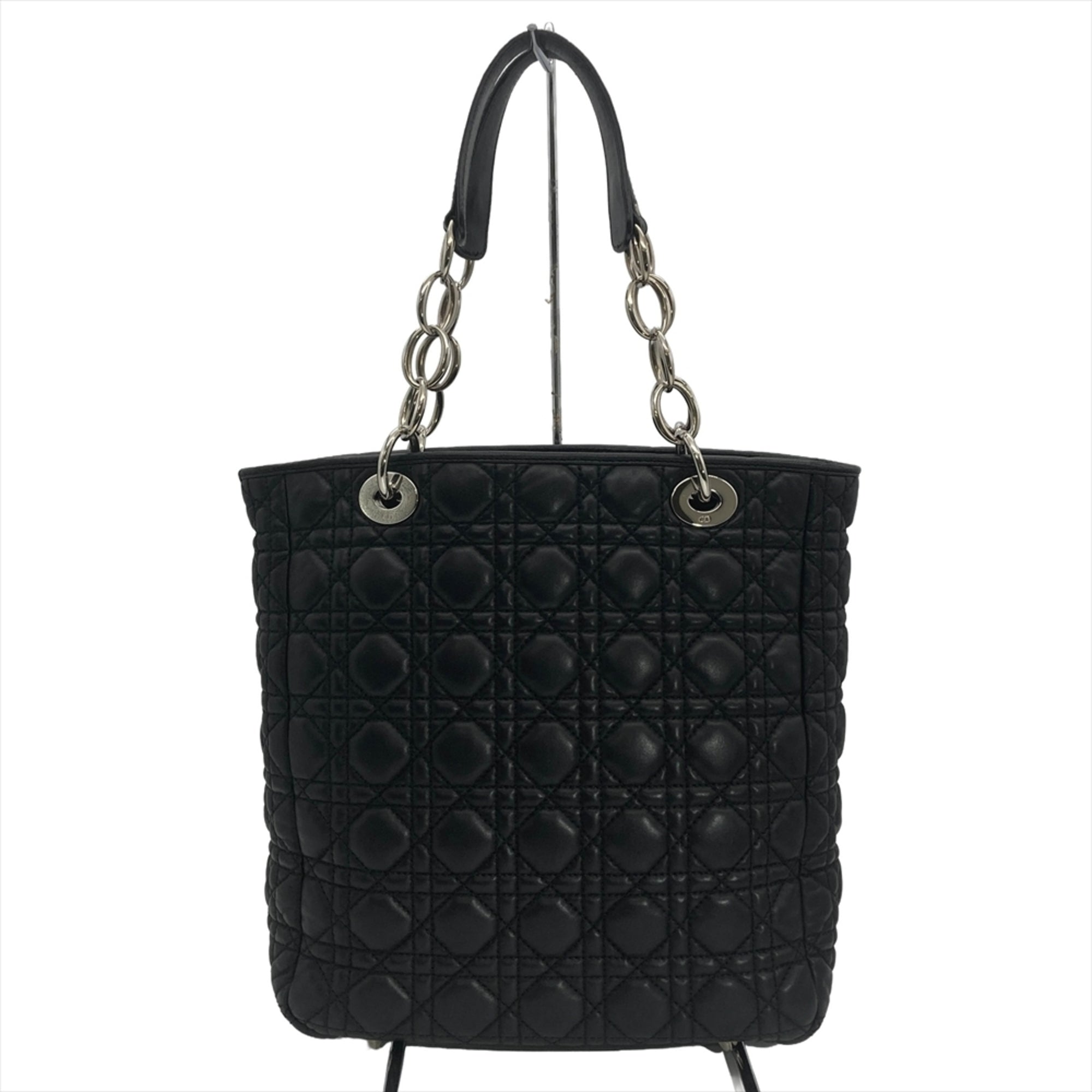 Christian Dior Black Leather Handbag Tote Bag (Pre-Owned)