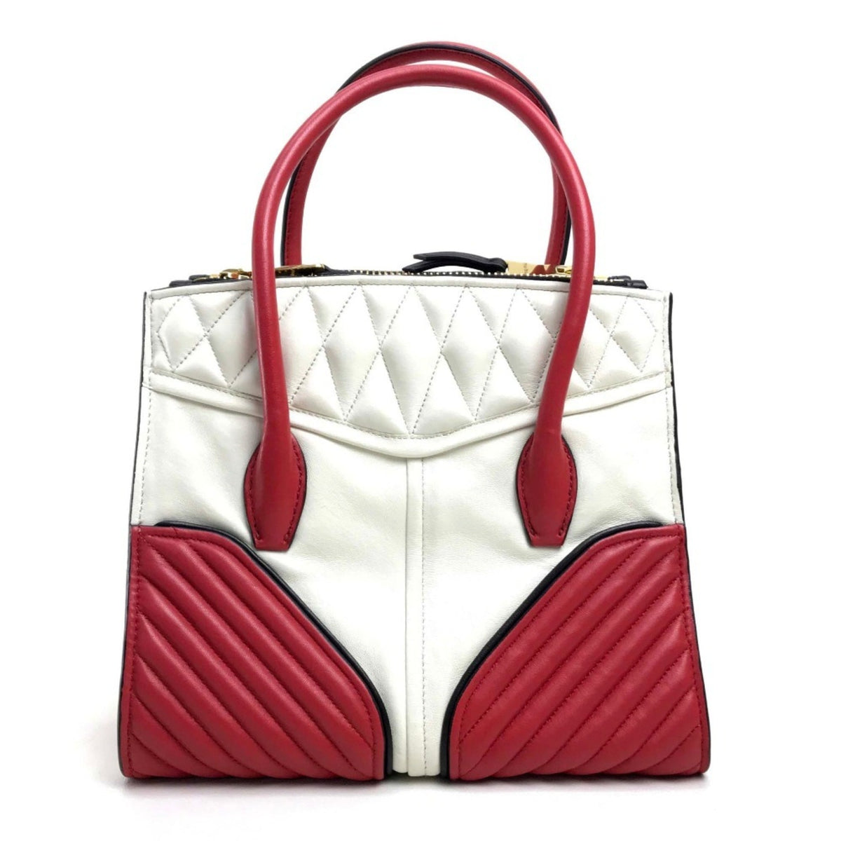 Miu Miu Matelasse Red Color White Handbag Shoulder Bag (Pre-Owned)