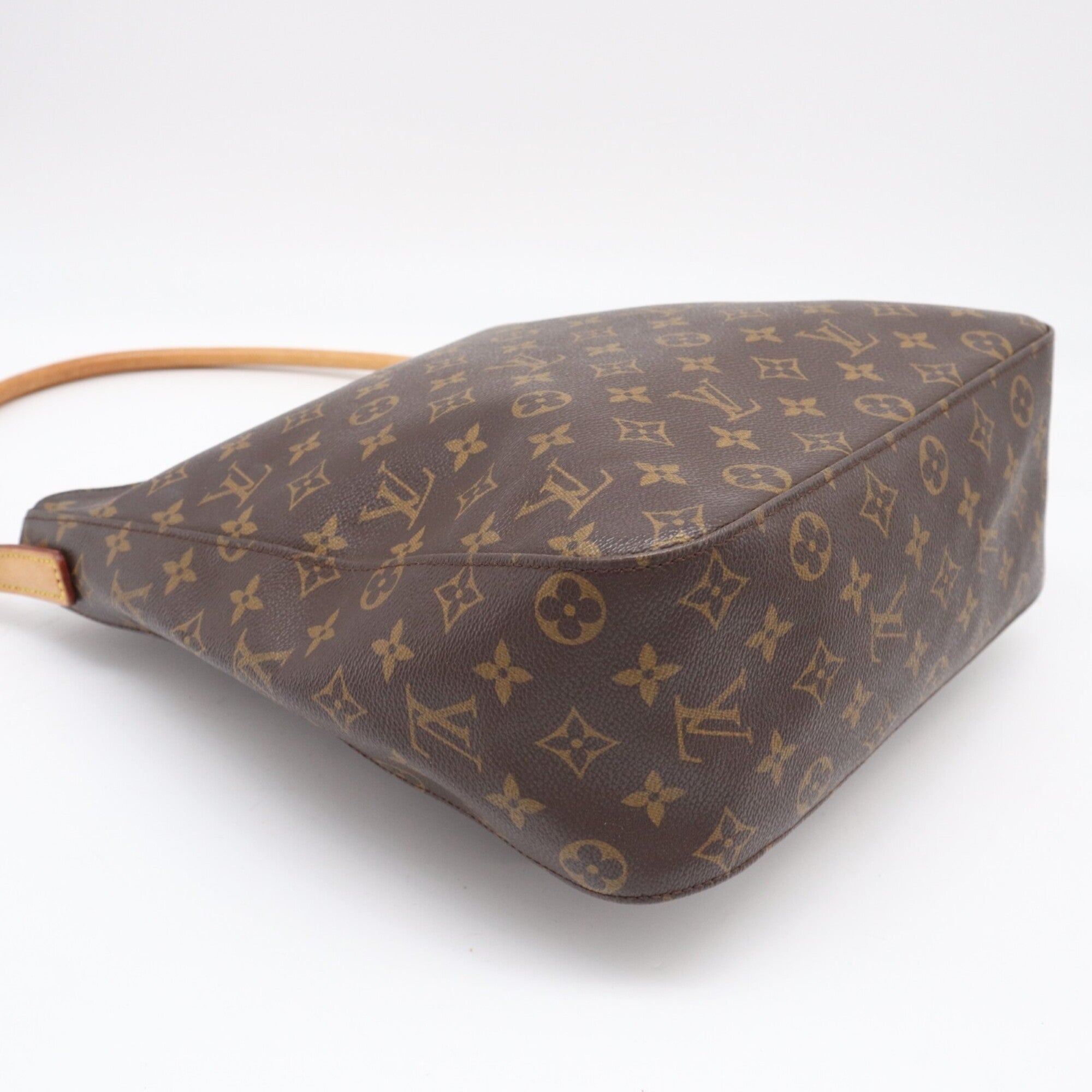 Louis Vuitton Beige Brown Monogram Coated Canvas Leather Handbag (Pre-Owned)