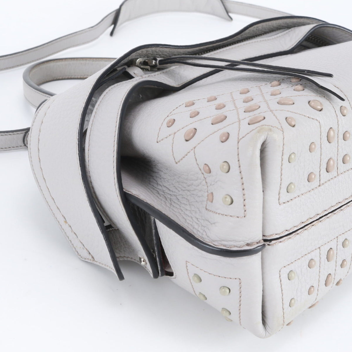 Tod's Gray Leather Crossbody Bag Handbag Shoulder Bag (Pre-Owned)