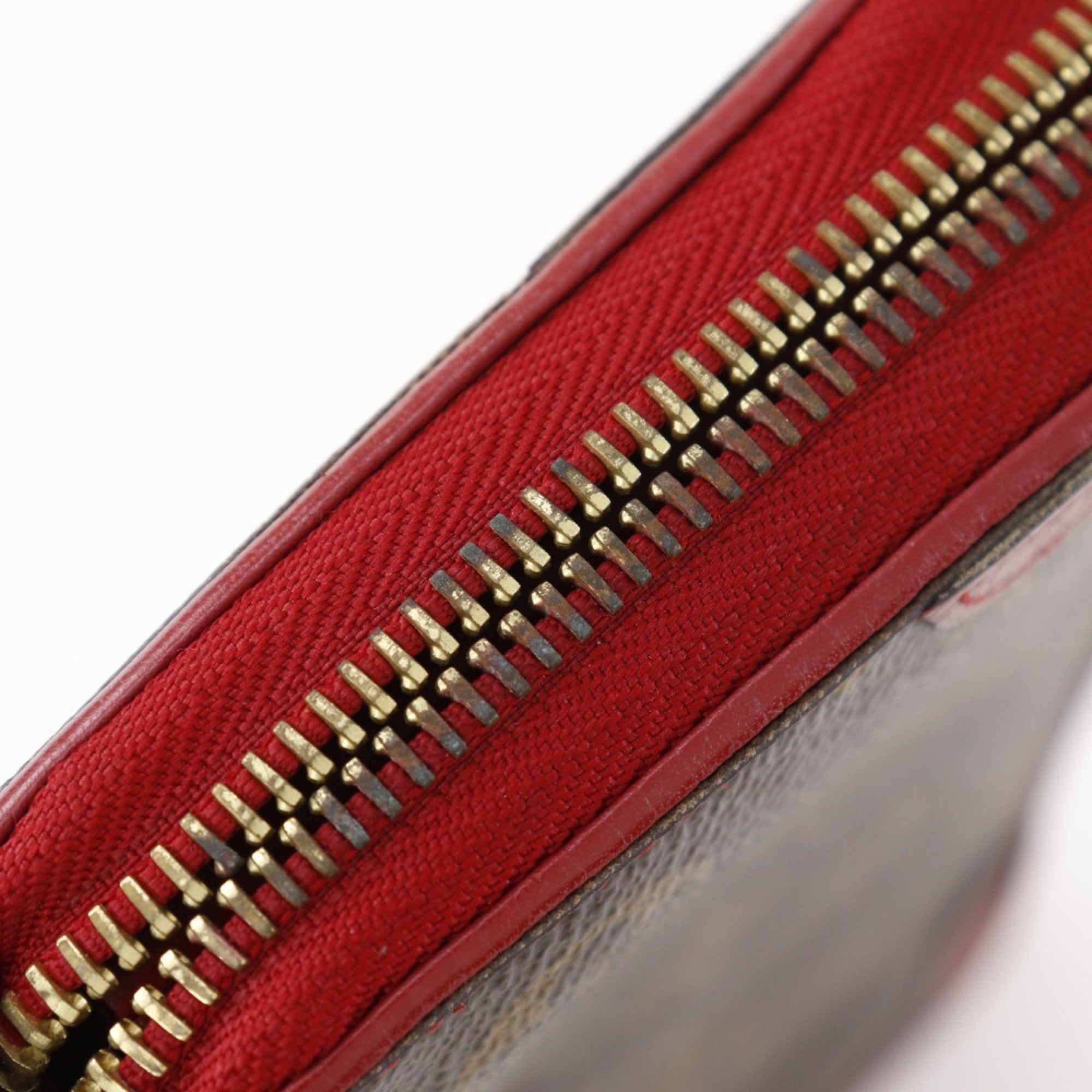 Louis Vuitton Monogram Brown Cerise Red Color Monogram Long Wallet (Bi-Fold) (Pre-Owned)