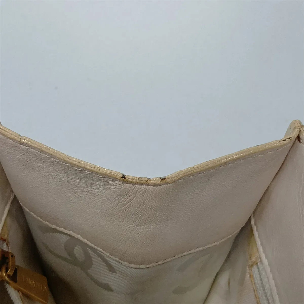 Chanel Beige Leather Shoulder Bag Tote Bag (Pre-Owned)