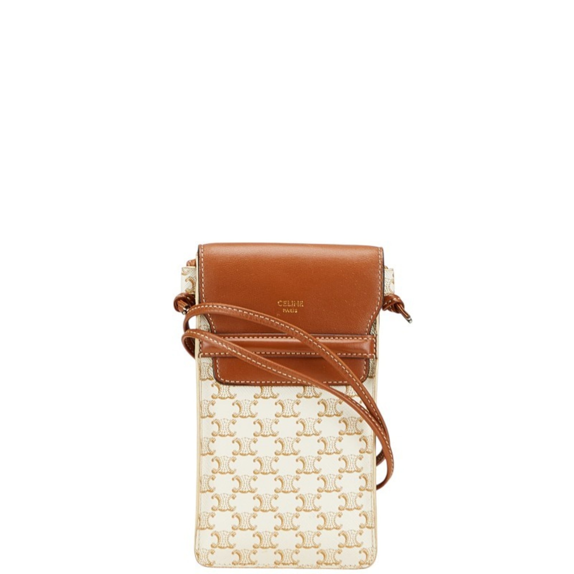 Celine Brown White Pvc Leather Shoulder Bag (Pre-Owned)