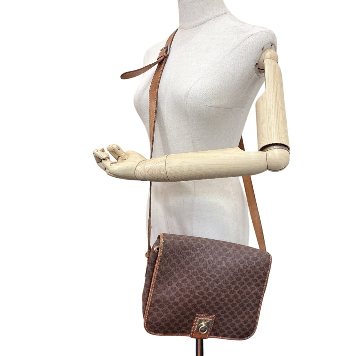 Celine Macadam Brown Leather Shoulder Bag (Pre-Owned)