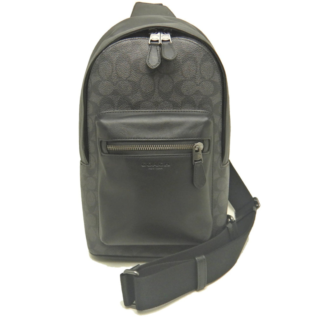 Coach Black Coated Canvas Leather Sling Bag (Pre-Owned)