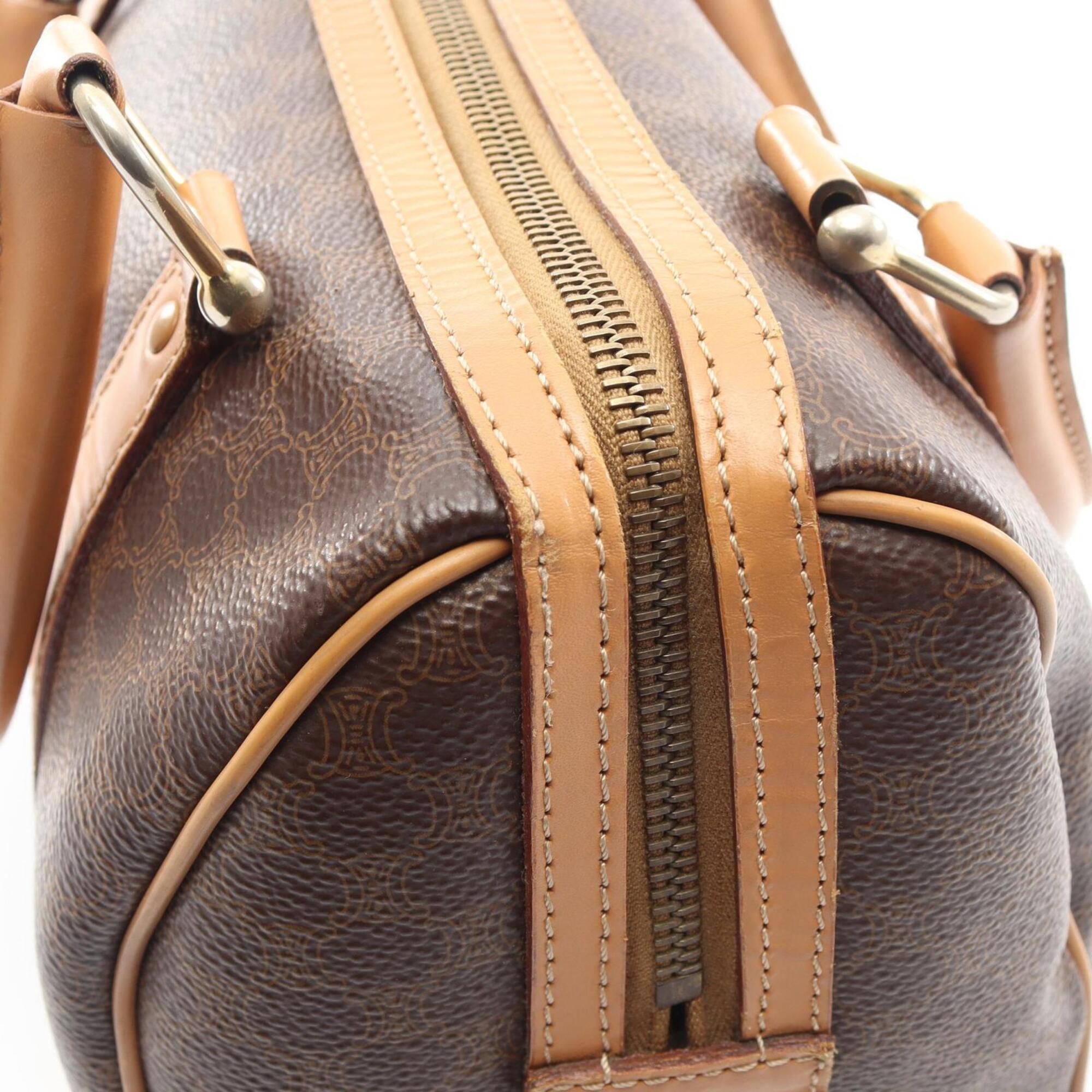Celine Brown Coated Canvas Leather Handbag Tote Bag (Pre-Owned)