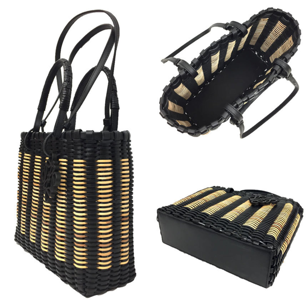 Loewe Black Leather Rattan Tote Bag (Pre-Owned)