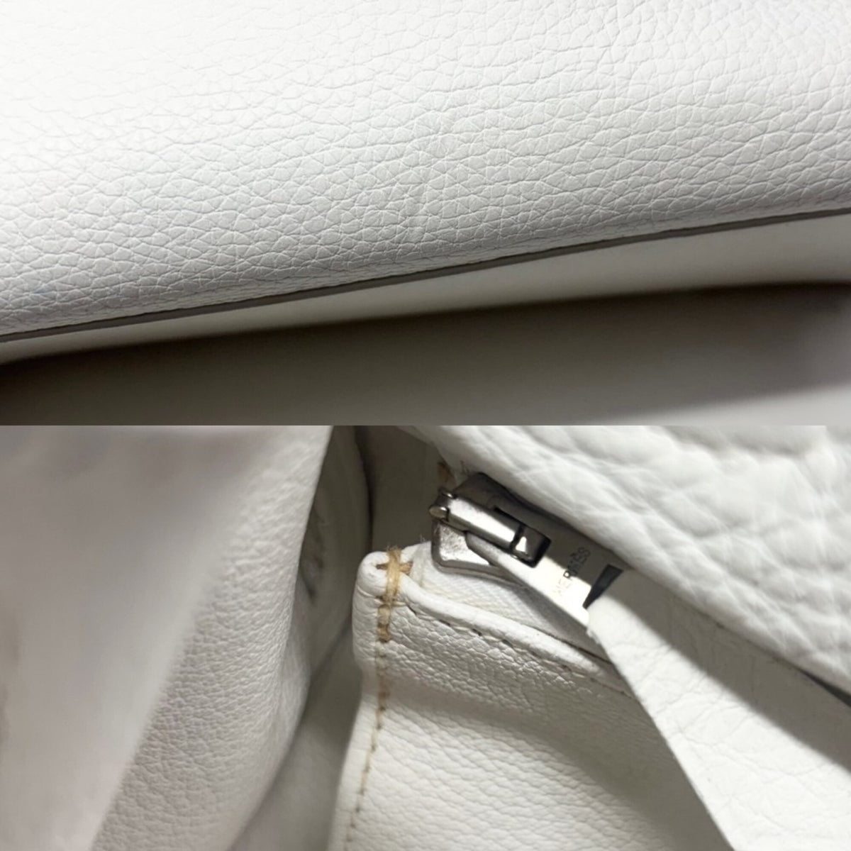 Hermes Kelly White Taurillon Clemence Leather Handbag Shoulder Bag (Pre-Owned)