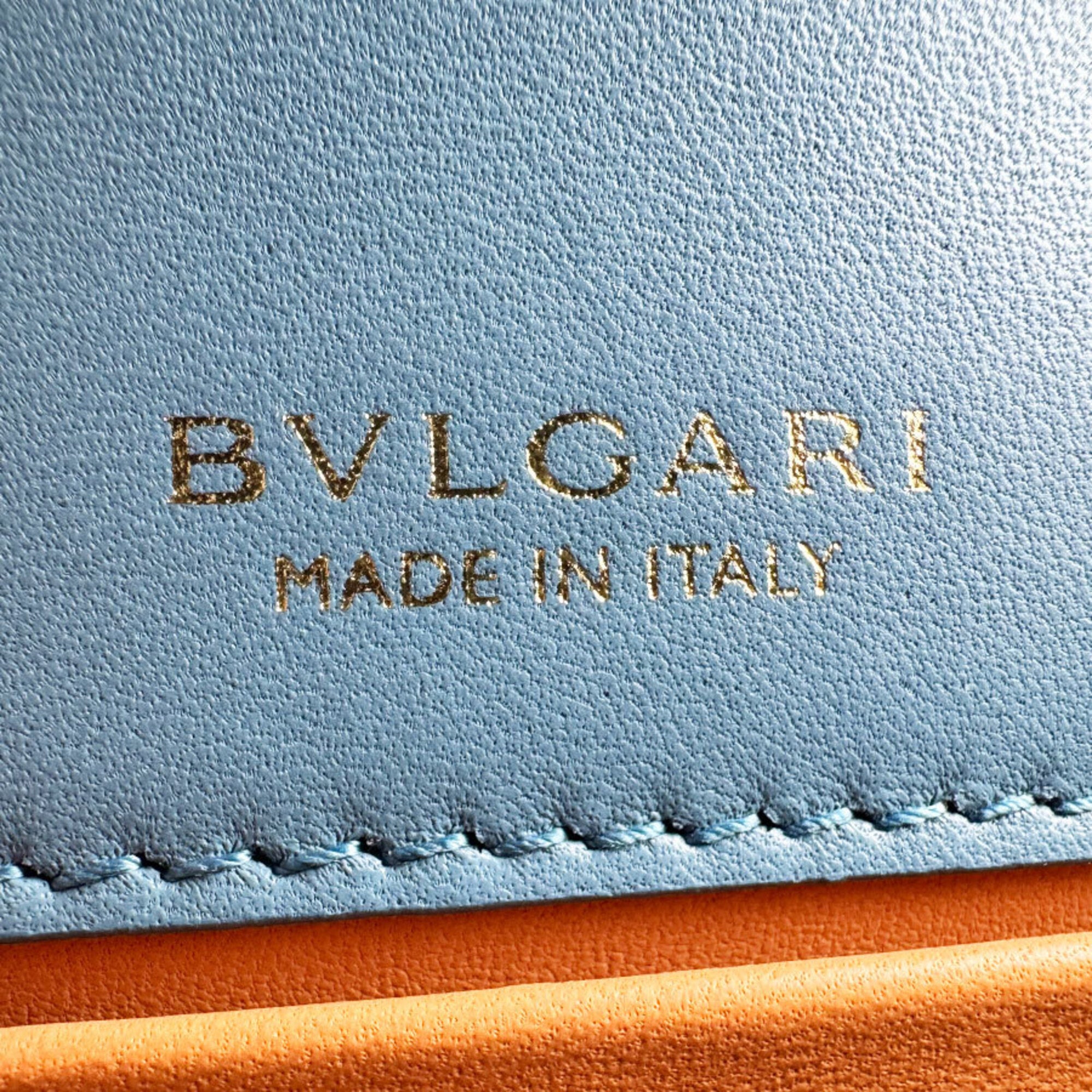 Bvlgari Blue Leather Handbag Shoulder Bag (Pre-Owned)