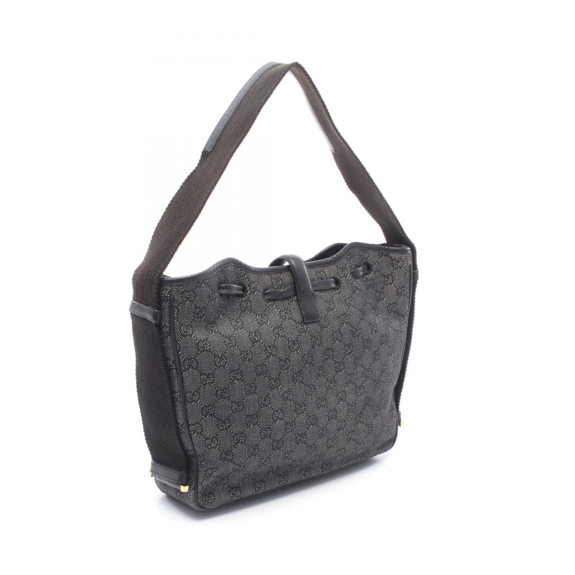 Gucci Black Denim Leather Shoulder Bag (Pre-Owned)
