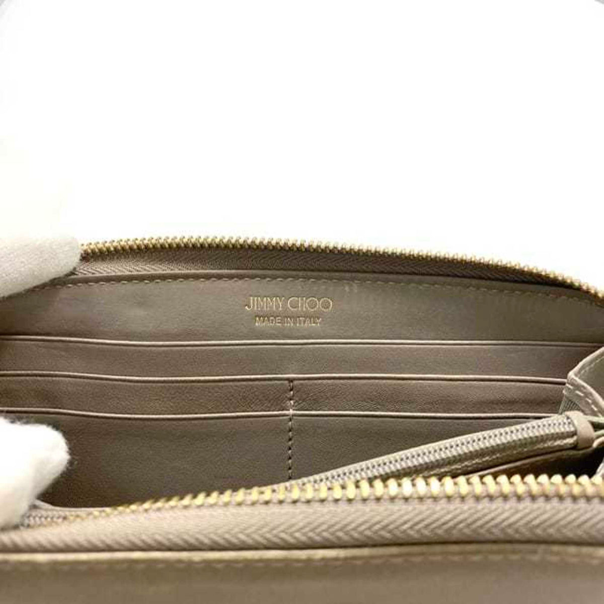 Jimmy Choo Beige Leather Long Wallet (Bi-Fold) (Pre-Owned)