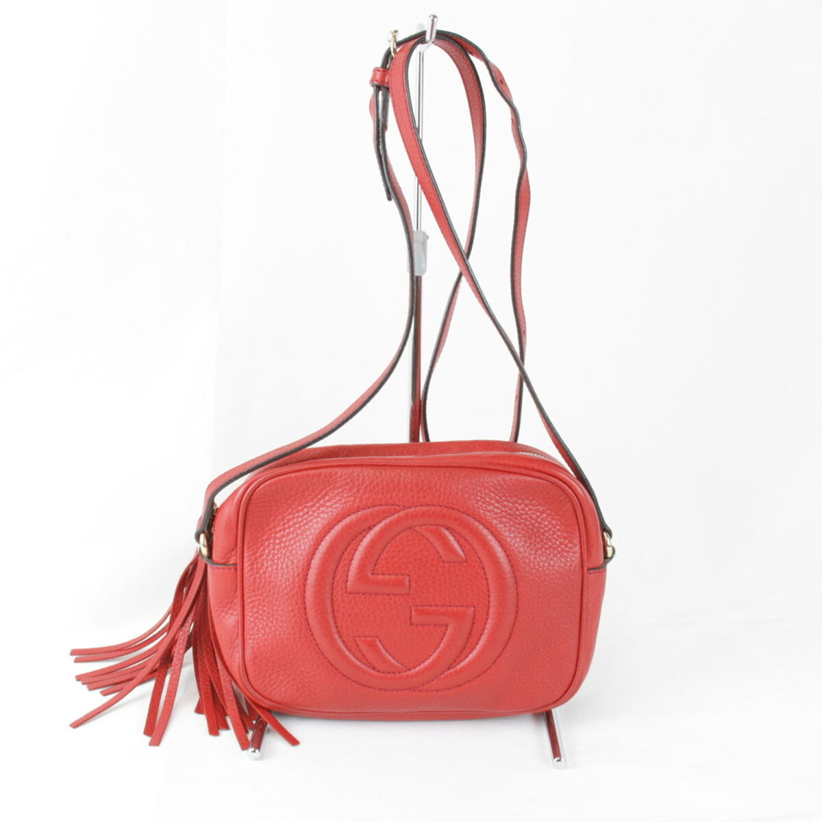 Gucci Red Color Leather Shoulder Bag (Pre-Owned)