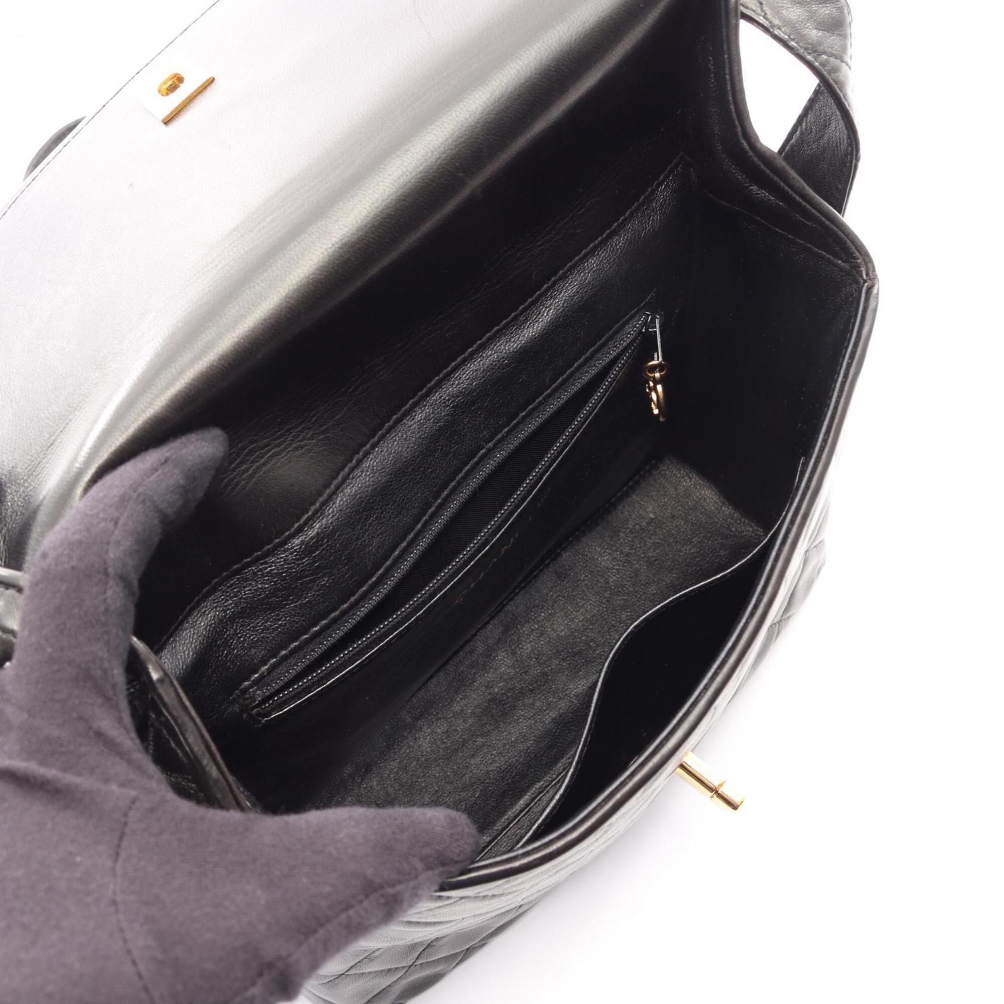 Chanel Black Leather Handbag Shoulder Bag (Pre-Owned)