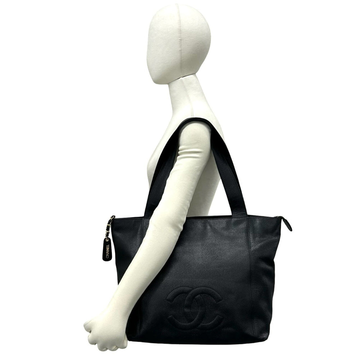 Chanel Black Grained Calfskin Handbag Tote Bag (Pre-Owned)