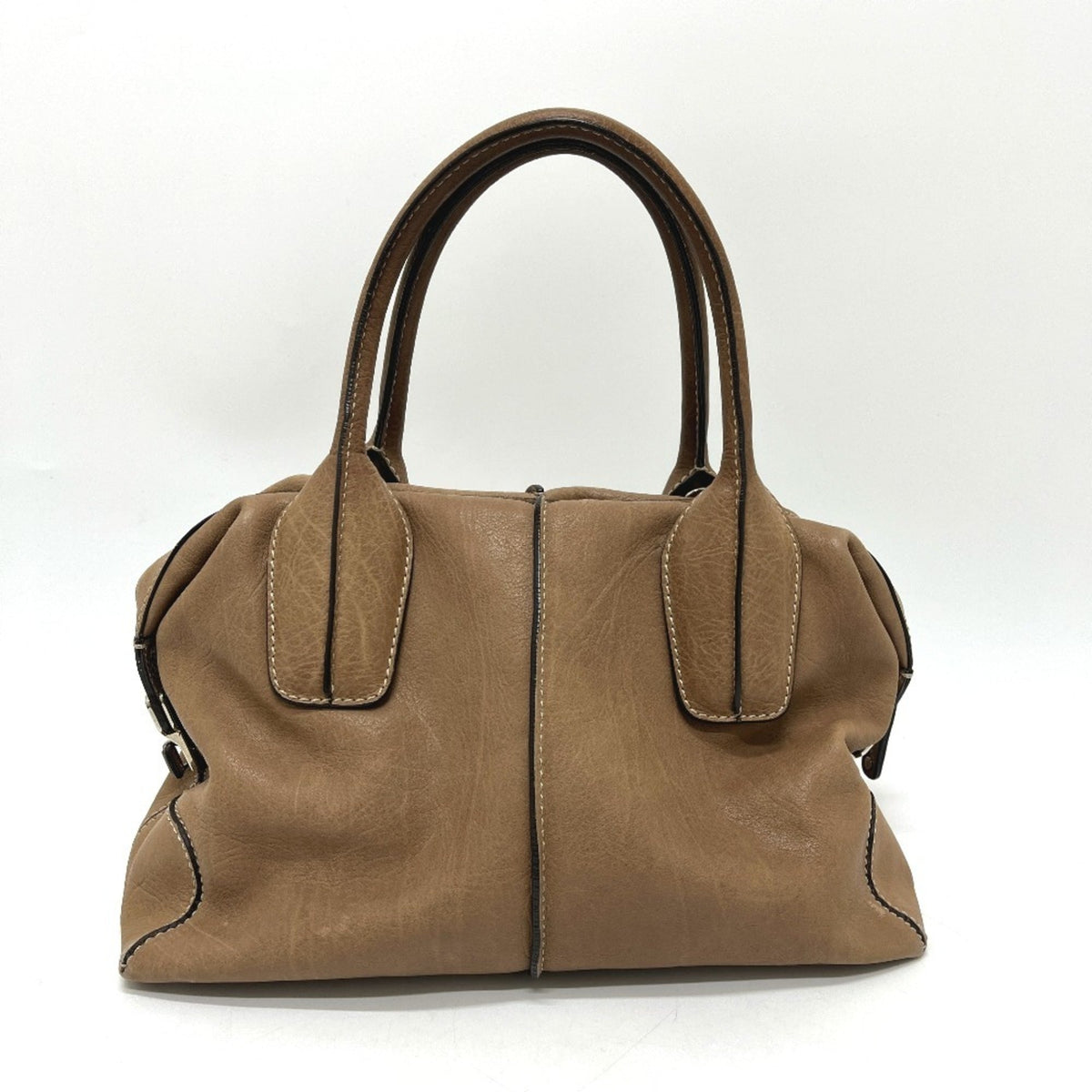 Tod's Brown Leather Boston Bag Handbag Shoulder Bag (Pre-Owned)
