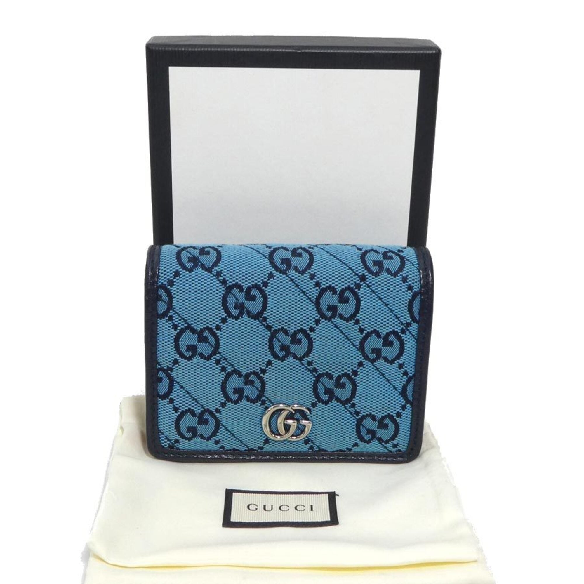 Gucci Blue Pink Gg Canvas Wallet (Bi-Fold) (Pre-Owned)