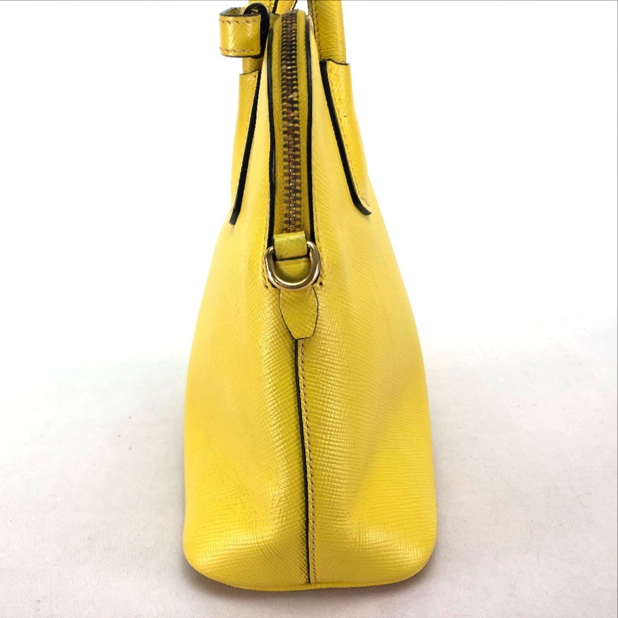 Prada Yellow Leather Handbag Shoulder Bag (Pre-Owned)