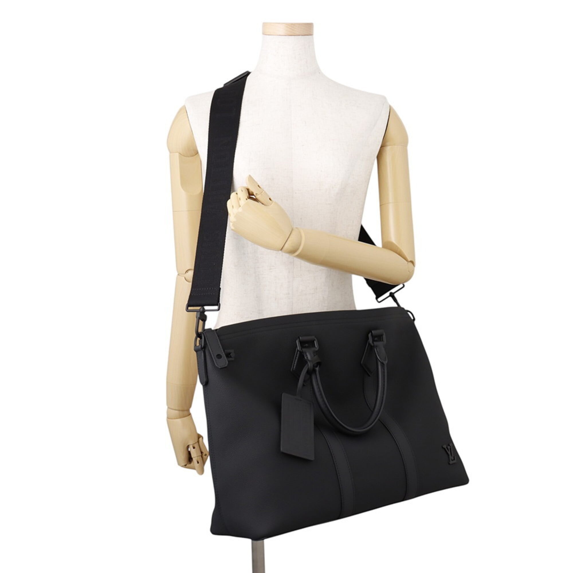 Louis Vuitton Black Noir Leather Handbag Tote Bag (Pre-Owned)