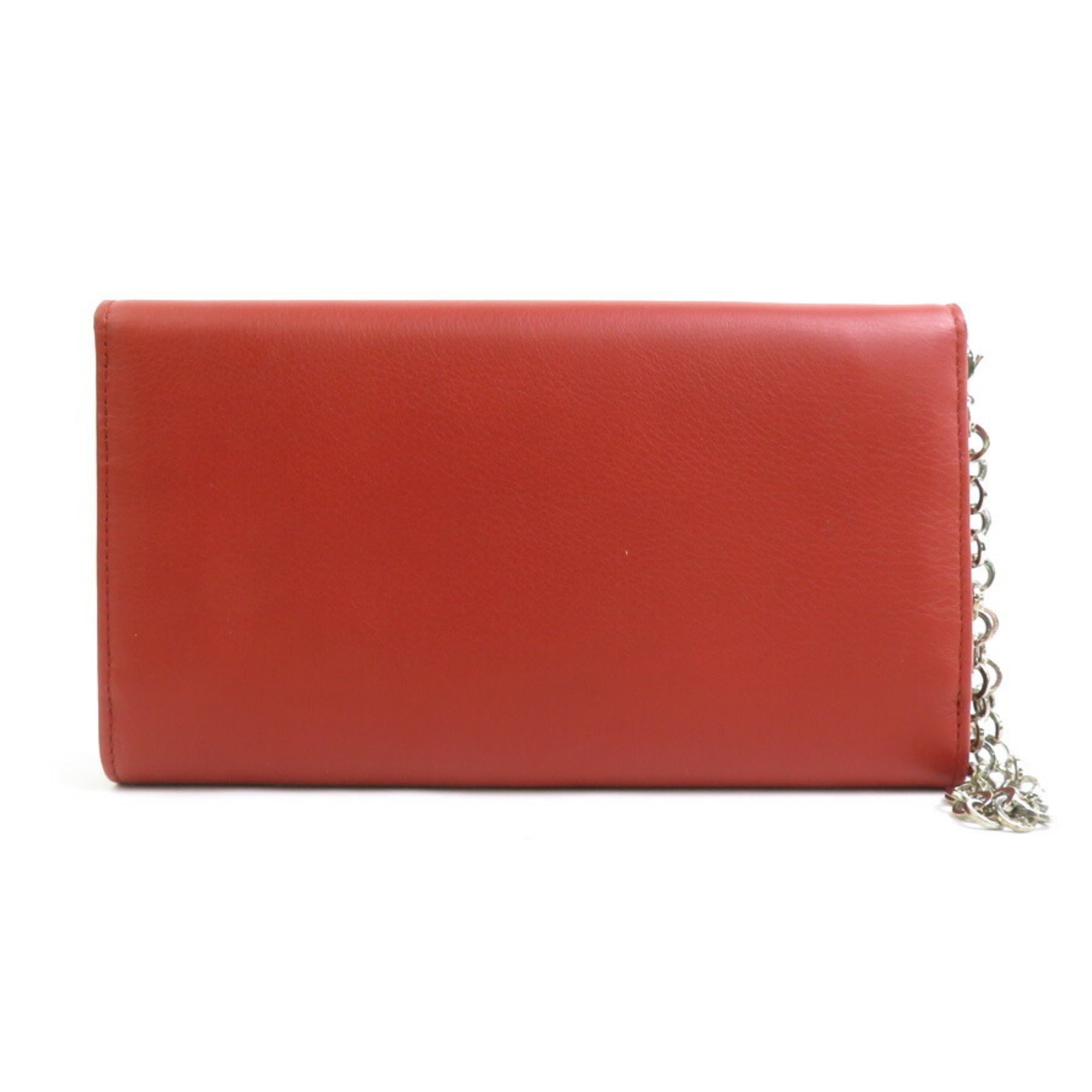 Salvatore Ferragamo Brown Orange Leather Long Wallet (Bi-Fold) (Pre-Owned)