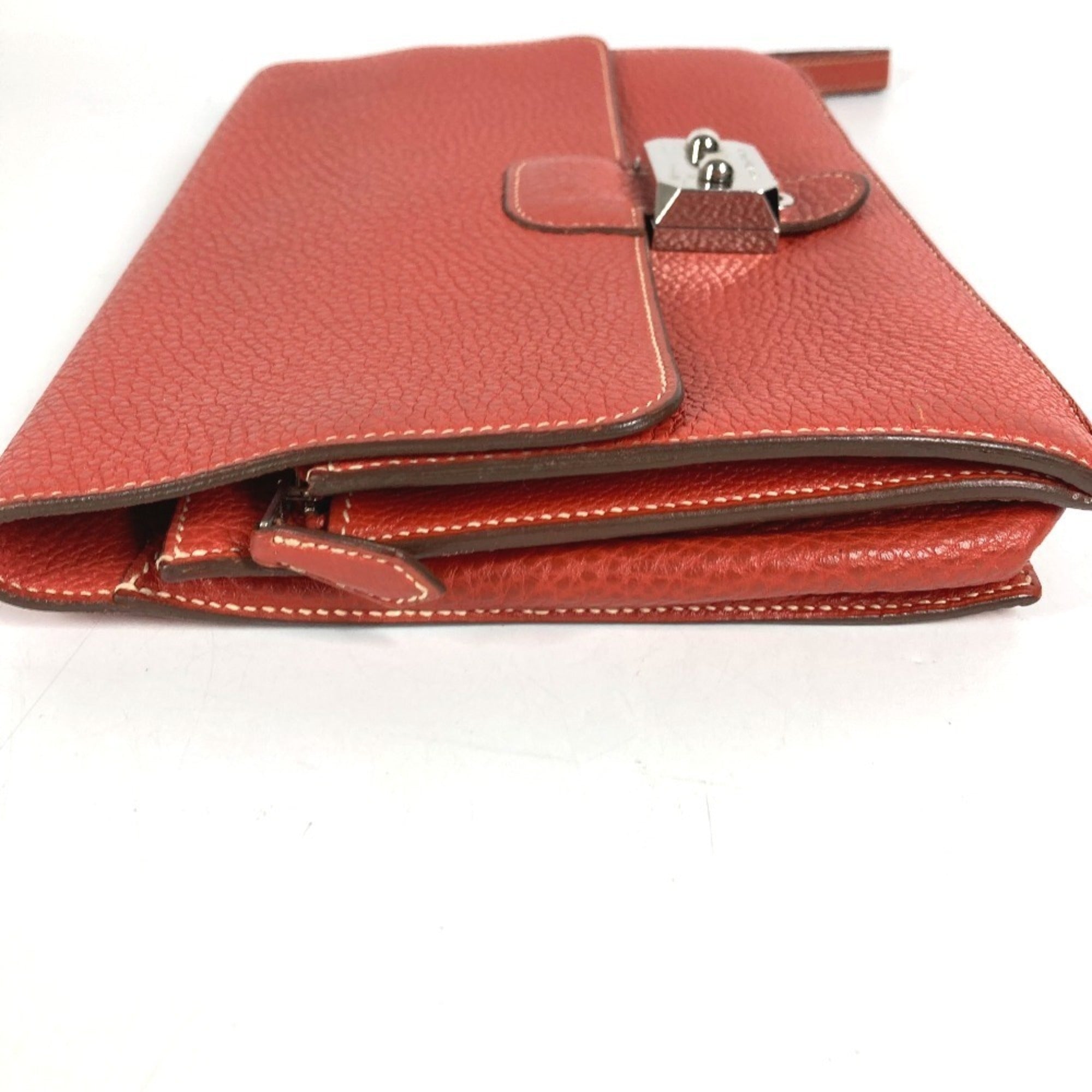 Hermes Brown Leather Clutch Bag Handbag Pochette Pouch (Pre-Owned)