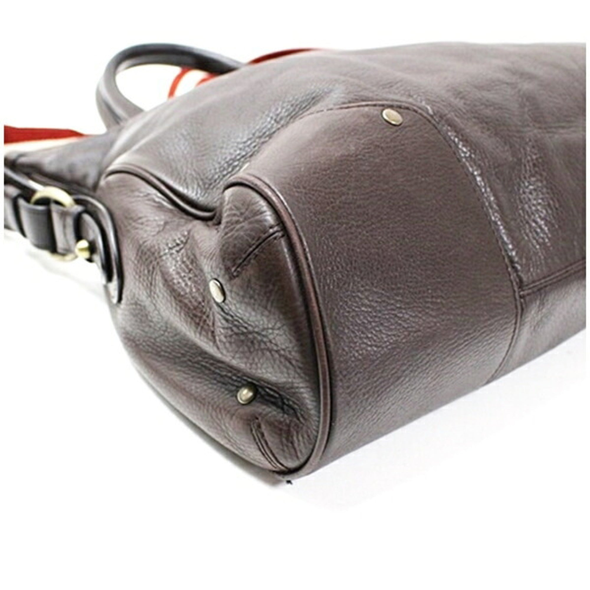 Bally Brown Red Color Leather Tote Bag (Pre-Owned)